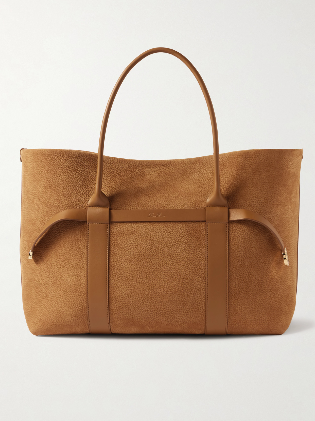 Loro Piana Ghiera Large Leather-trimmed Nubuck Tote In Brown