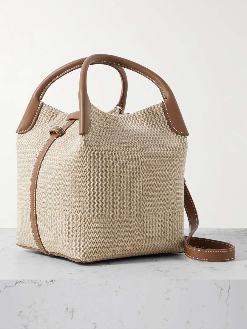 Loro Piana Bale Small Leather-trimmed Woven Cotton Shoulder Bag