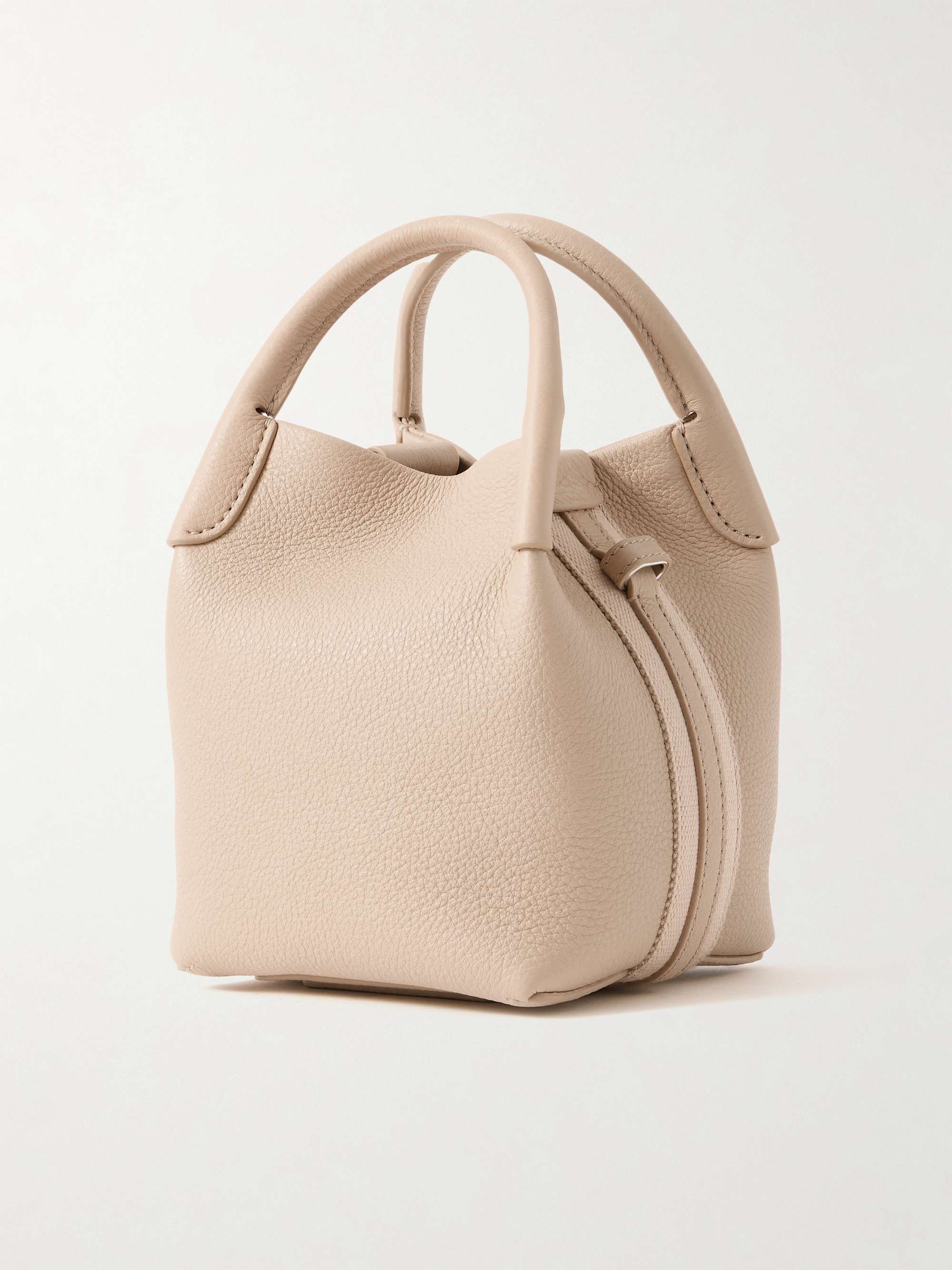 LORO PIANA Bale grosgrain-trimmed textured-leather shoulder bag