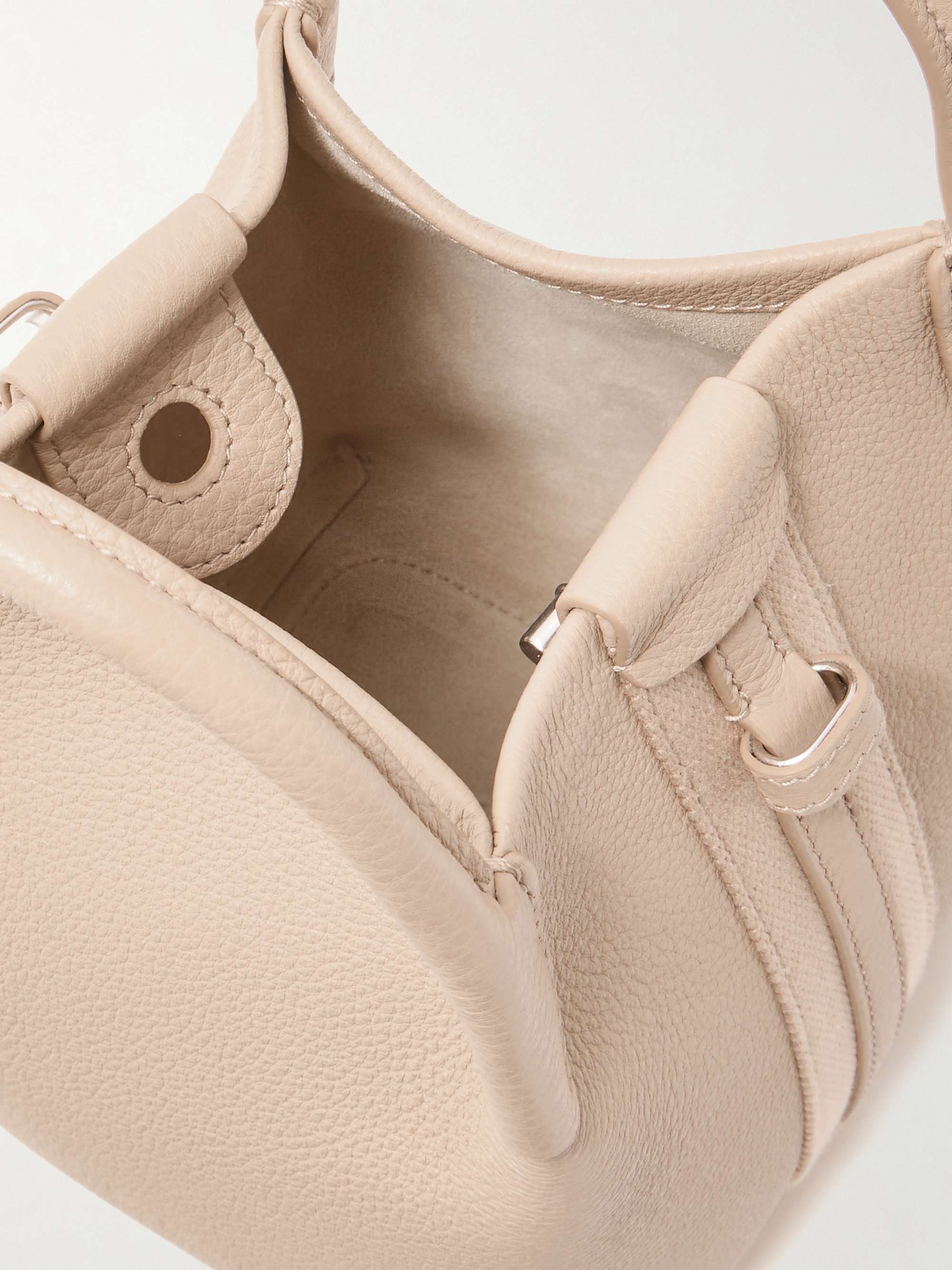 LORO PIANA Bale grosgrain-trimmed textured-leather shoulder bag