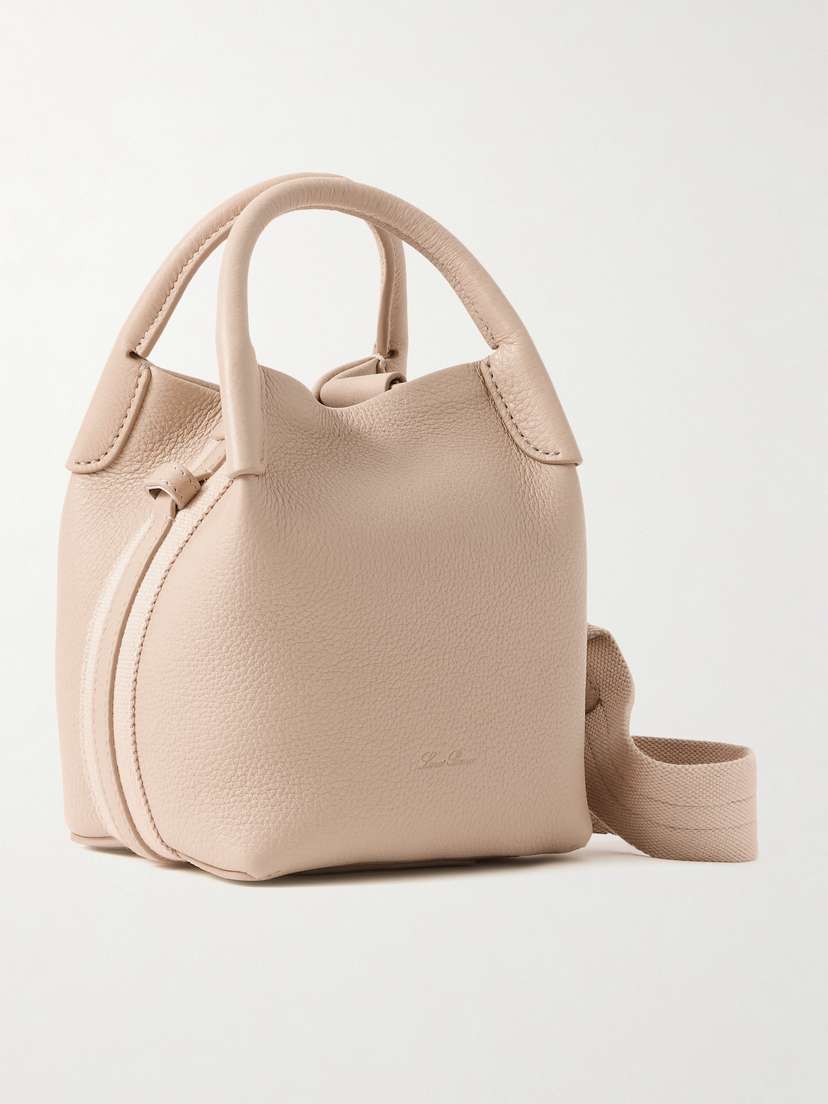 Loro Piana Bale Grosgrain-trimmed Textured-leather Shoulder Bag