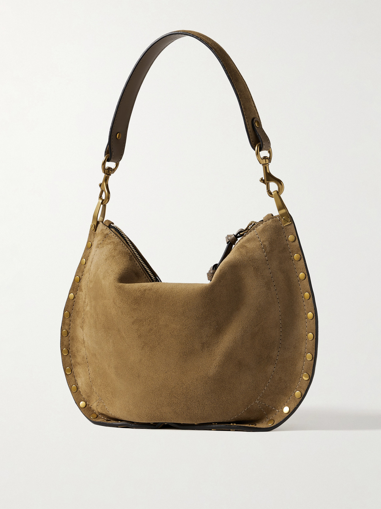 Isabel Marant Oskan Studded Suede Shoulder Bag In Brown