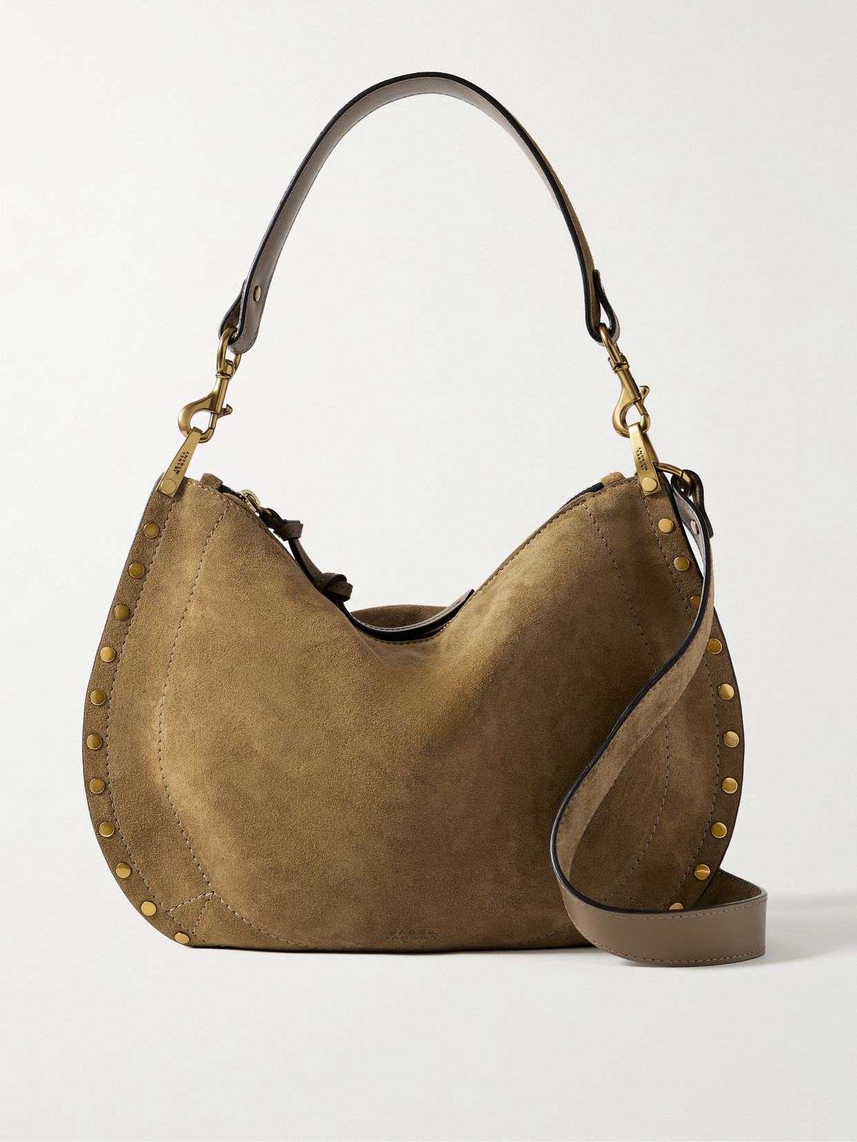 Isabel Marant Oskan Studded Suede Shoulder Bag In Brown