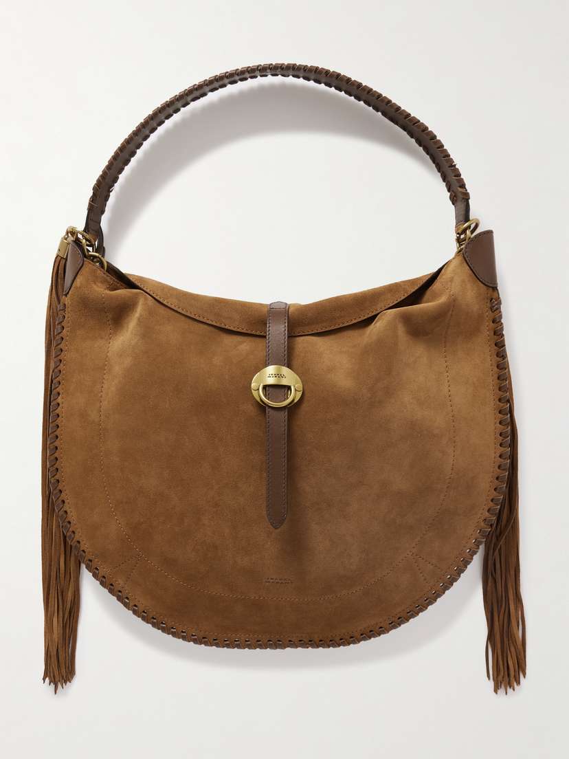 Isabel Marant Altay Tasseled Whipstitched Leather-trimmed Suede Shoulder Bag