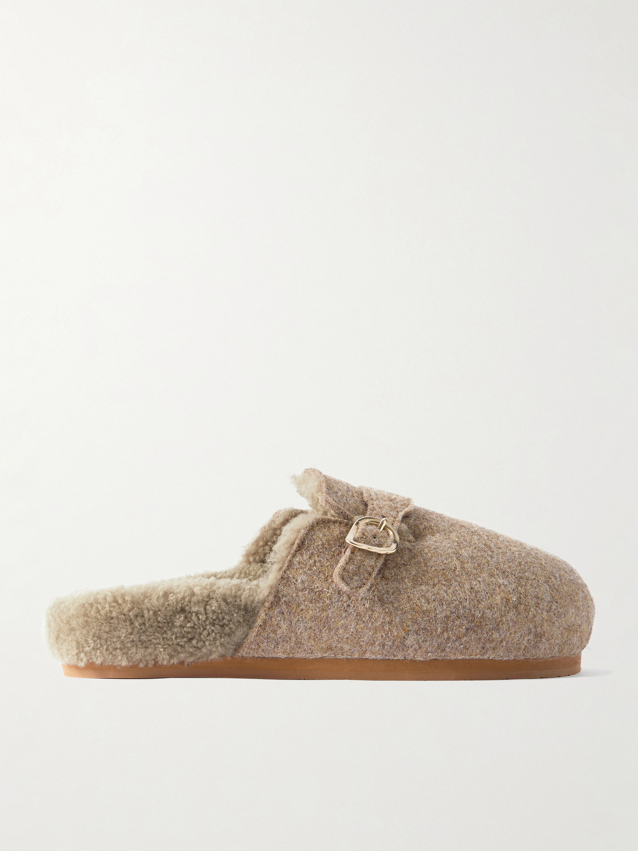 Ancient Greek Sandals Vasilitsa Shearling-lined Felt Slippers In Brown