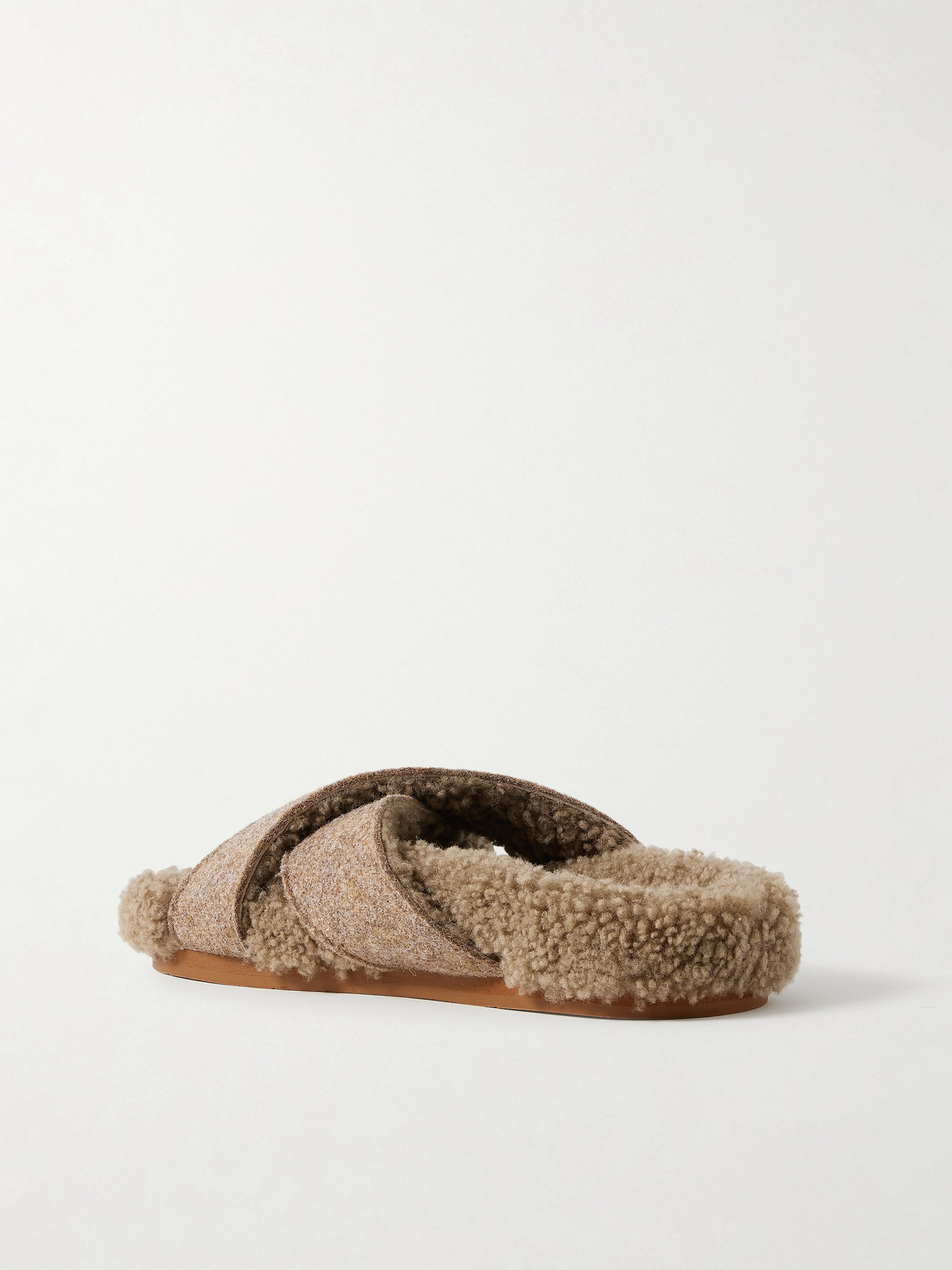 Ancient Greek Sandals Anilio Felt And Shearling Slides In Brown