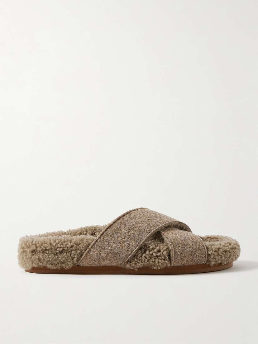 Ancient Greek Sandals Anilio Felt And Shearling Slides