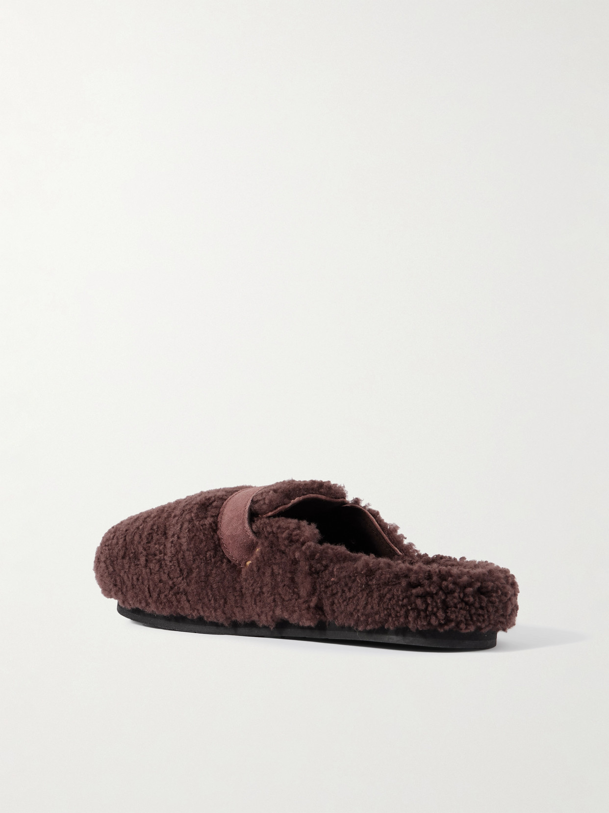Ancient Greek Sandals Vasilitsa Buckled Suede-trimmed Shearling Mules In Brown