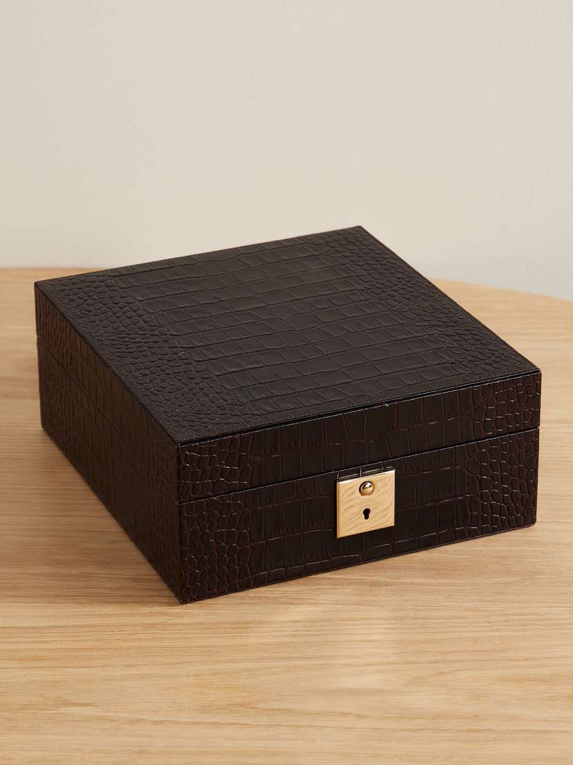 Smythson Mara Croc-effect Leather Watch Box