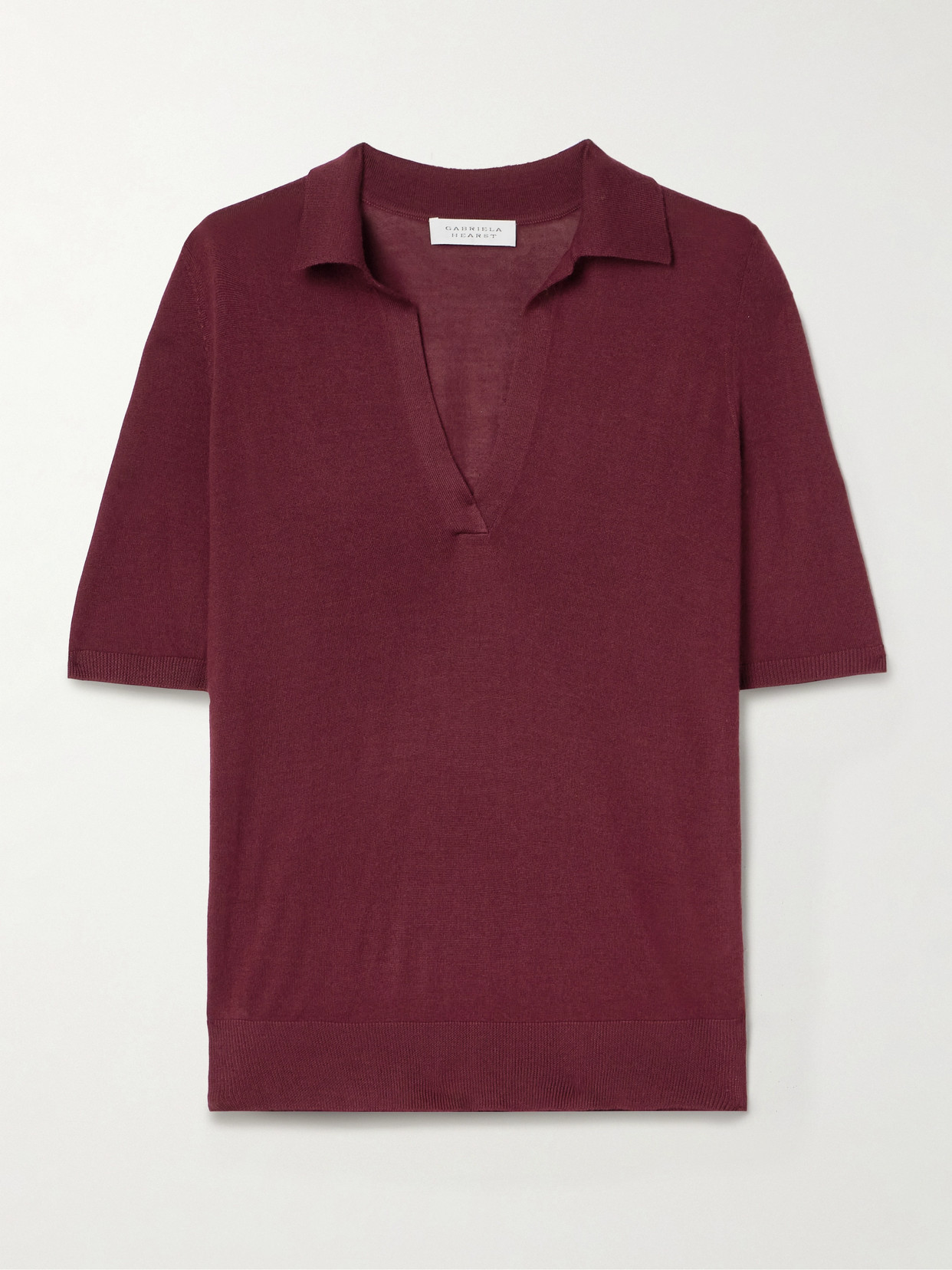 Gabriela Hearst Frank Cashmere And Silk-blend Polo Shirt In Burgundy