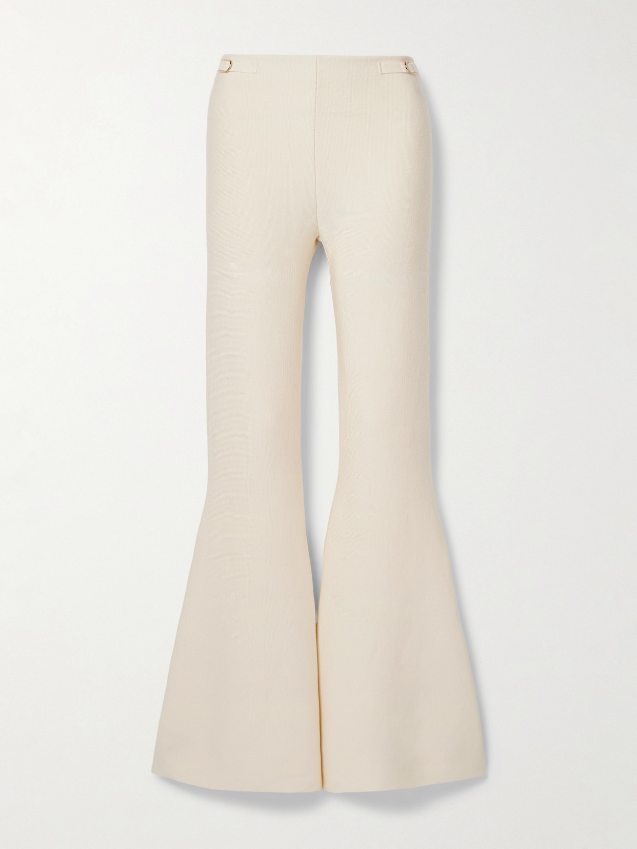 Gabriela Hearst Ayala Embellished Wool And Cashmere-blend Flared Pants In Ivory