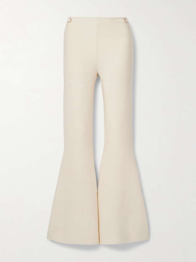 Gabriela Hearst Ayala Embellished Knitted Wool And Cashmere-blend Flared Pants
