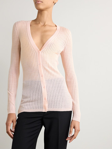 Gabriela Hearst Emma pointelle-knit cashmere and silk-blend cardigan