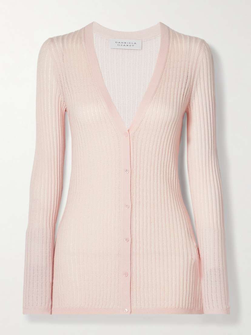 Gabriela Hearst Emma Pointelle-knit Cashmere And Silk-blend Cardigan