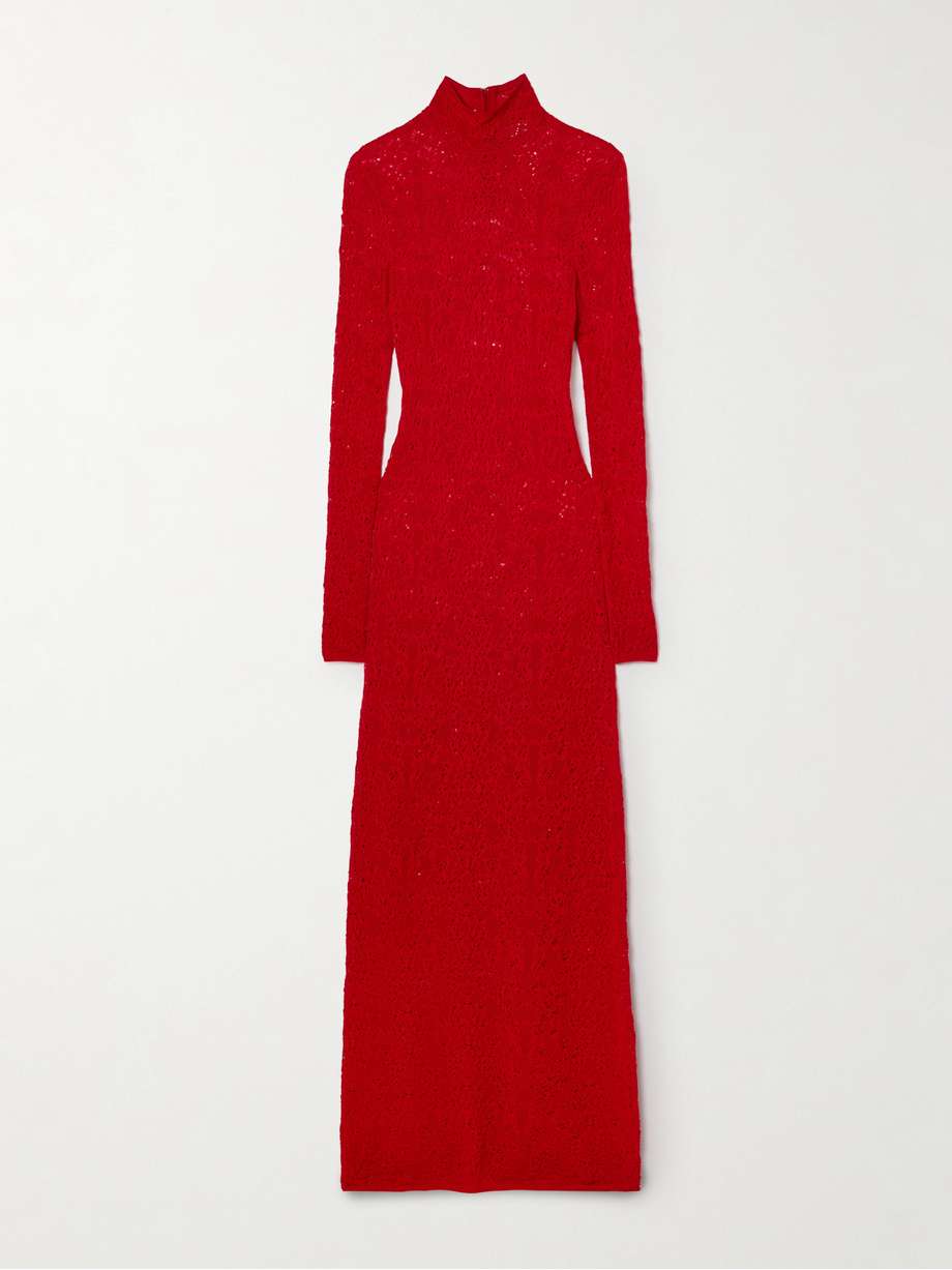 lethe crocheted wool and silk-blend turtleneck maxi dress