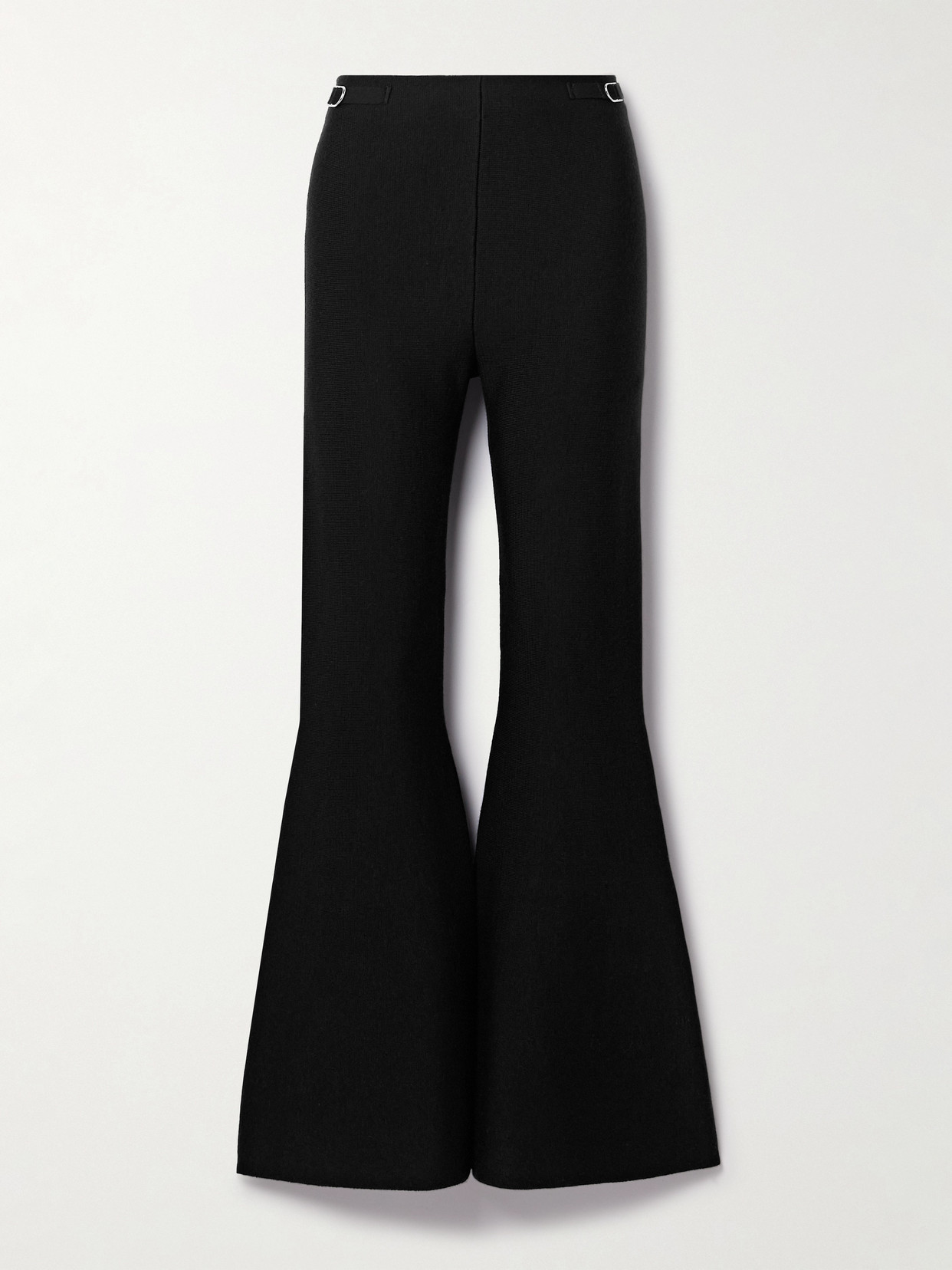 Gabriela Hearst Ayala Embellished Wool And Cashmere-blend Flared Pants In Black