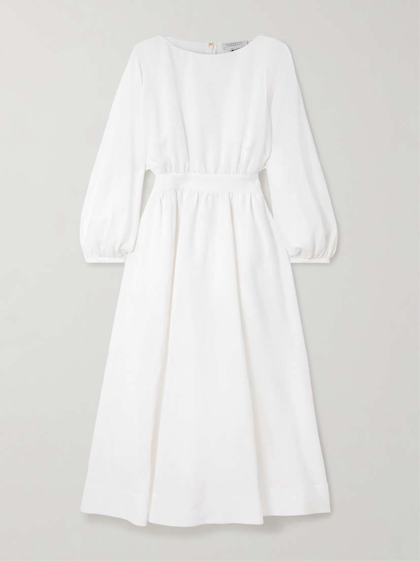 Gabriela Hearst Ahmose Gathered Aloe Linen Maxi Dress