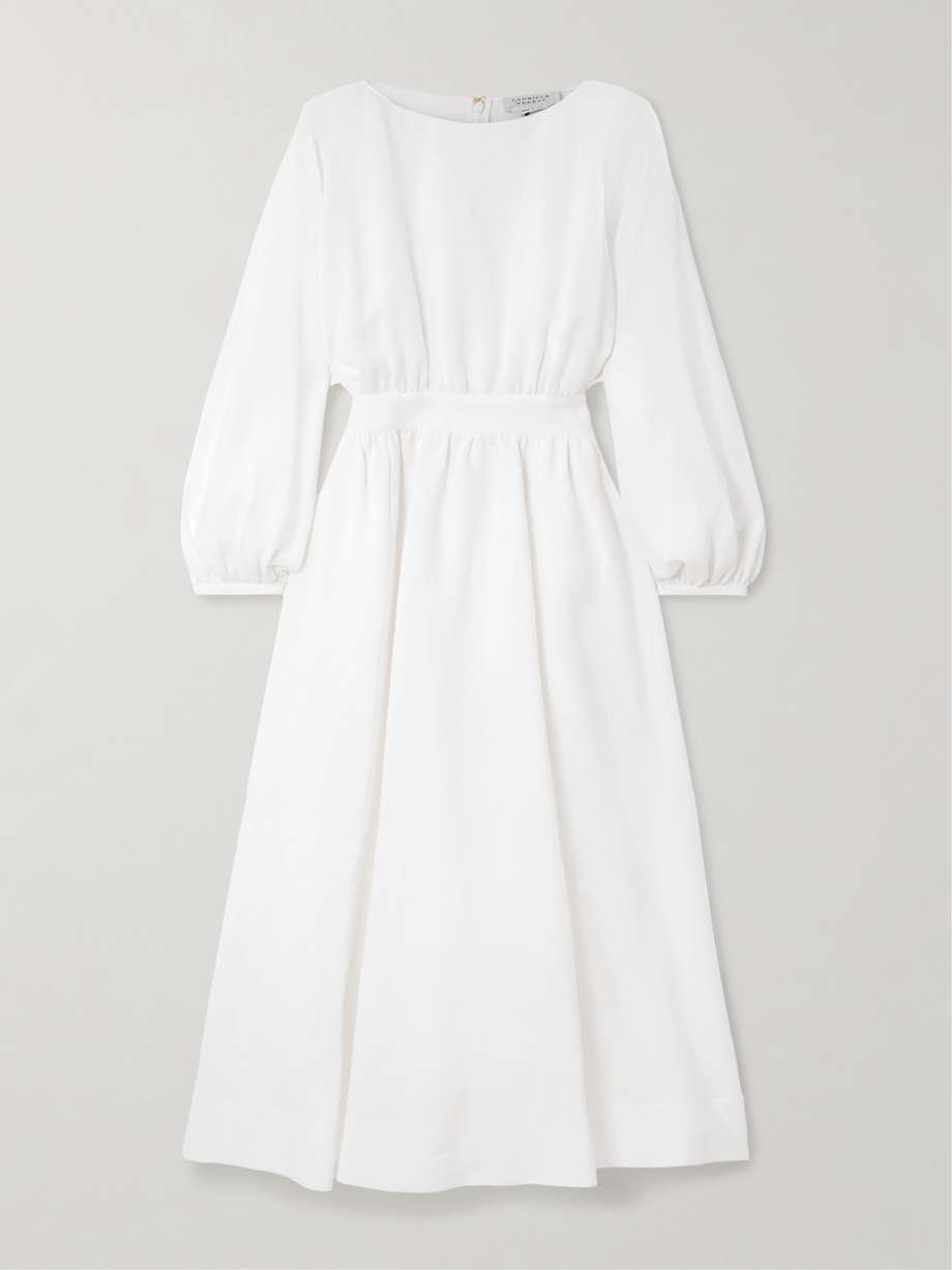 ahmose gathered aloe linen maxi dress