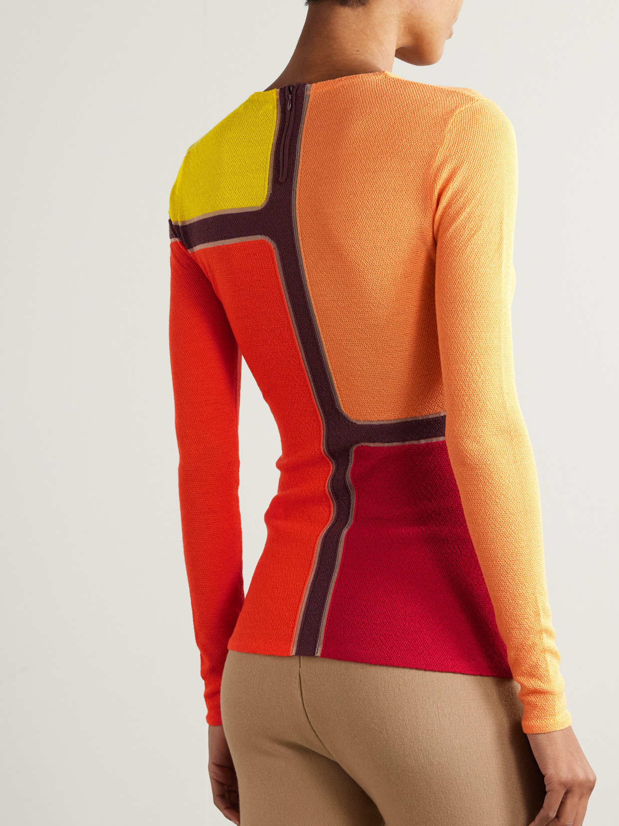 GABRIELA HEARST ATREUS PANELED COLOR-BLOCK WOOL-BLEND SWEATER
