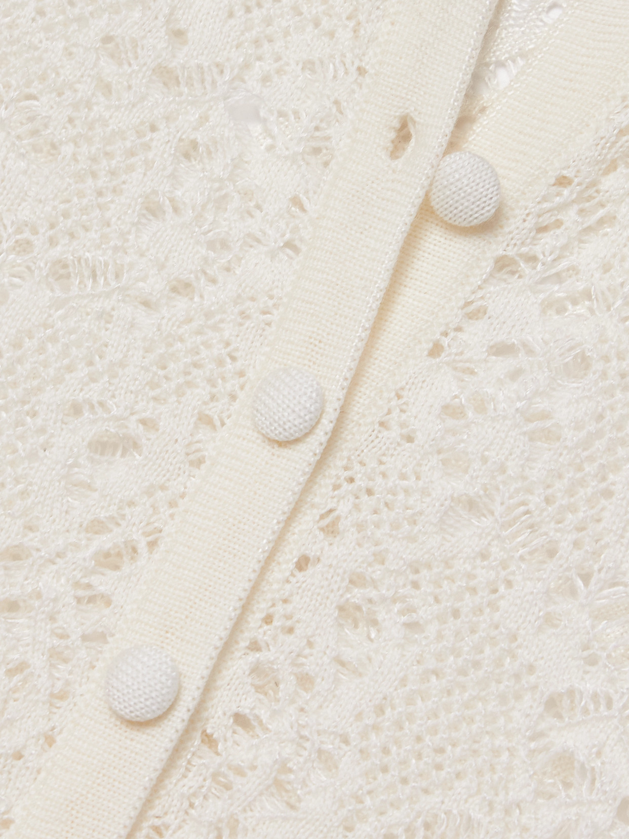 Gabriela Hearst Ithaca Crocheted Wool And Silk-blend Henley Top In Ivory