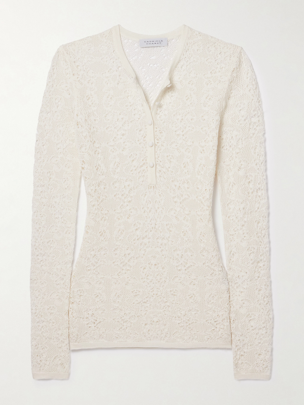 Gabriela Hearst - Ithaca Crocheted Wool And Silk-blend Henley Top - Ivory