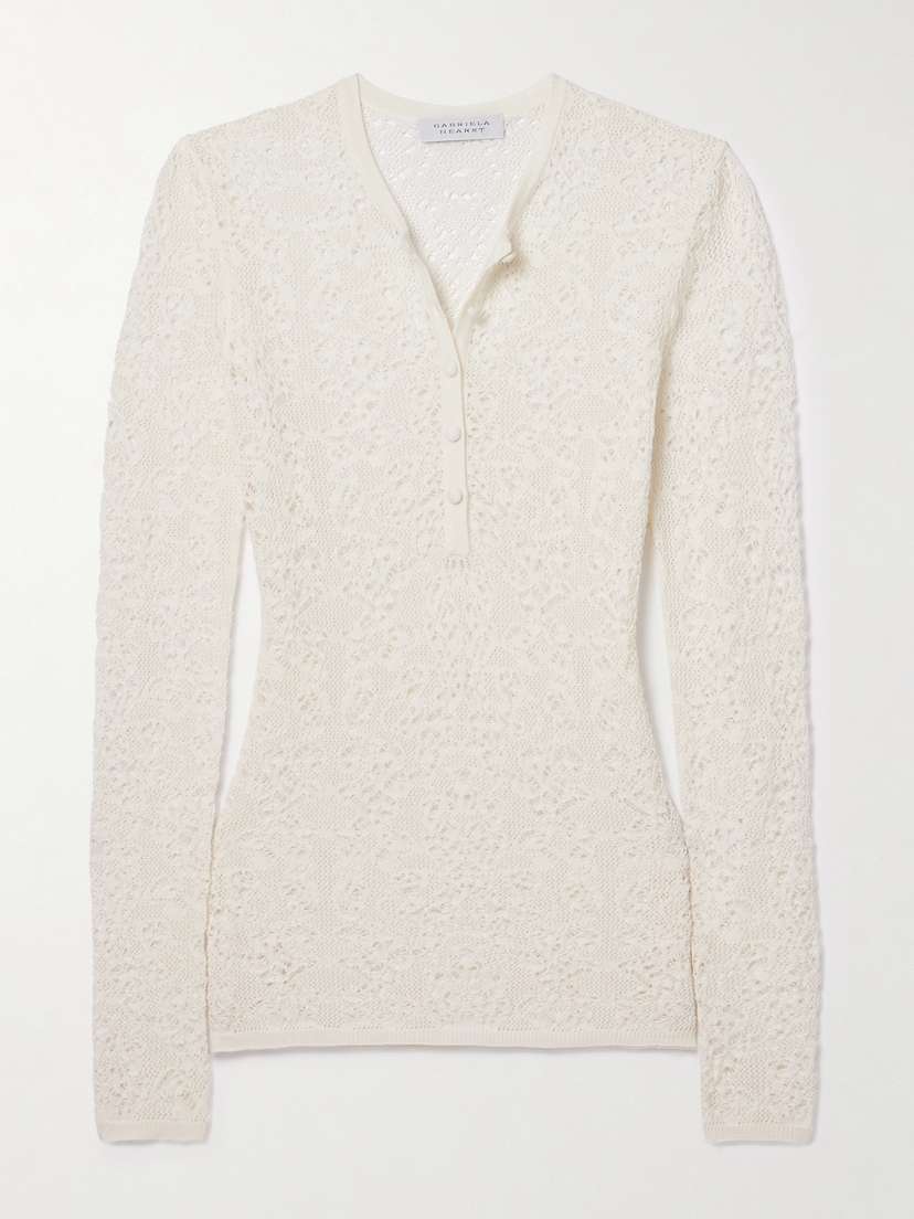 Gabriela Hearst Ithaca Crocheted Wool And Silk-blend Henley Top