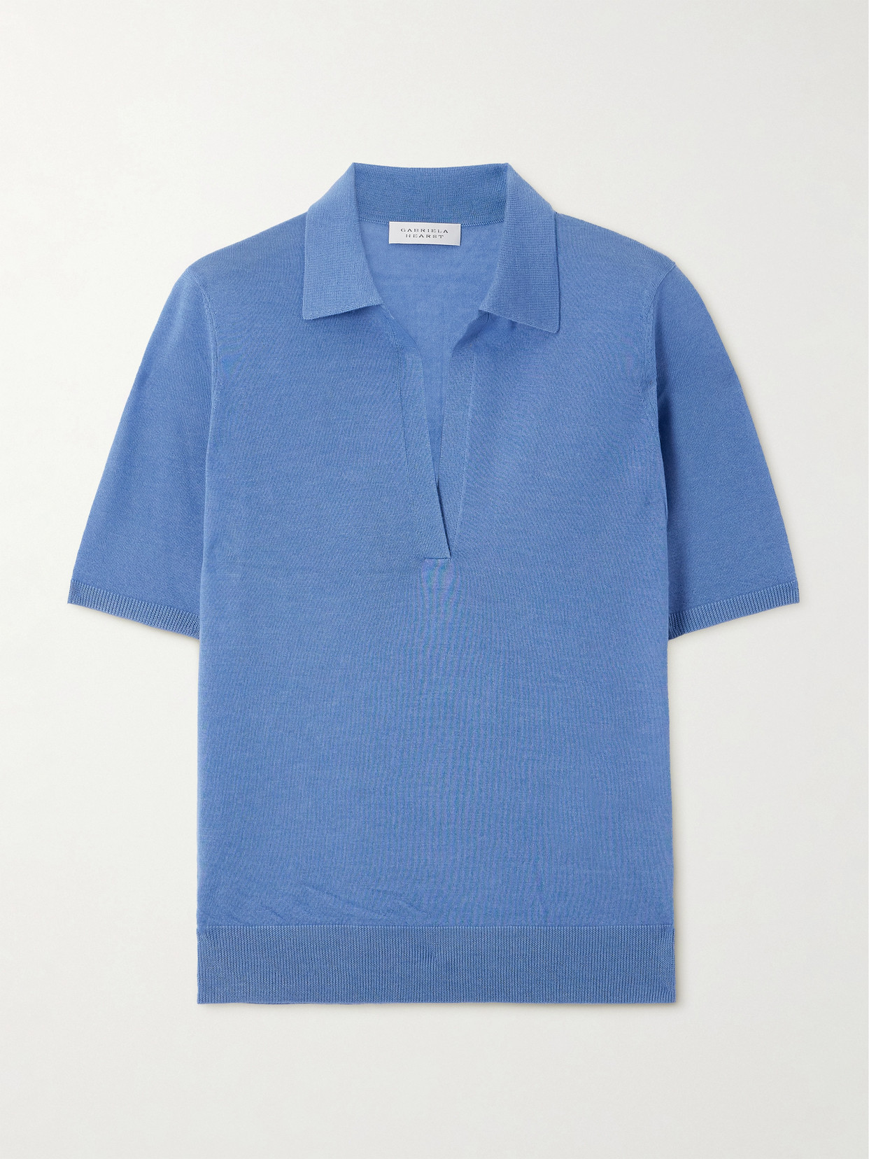 Gabriela Hearst Frank Cashmere And Silk-blend Polo Shirt In Blue