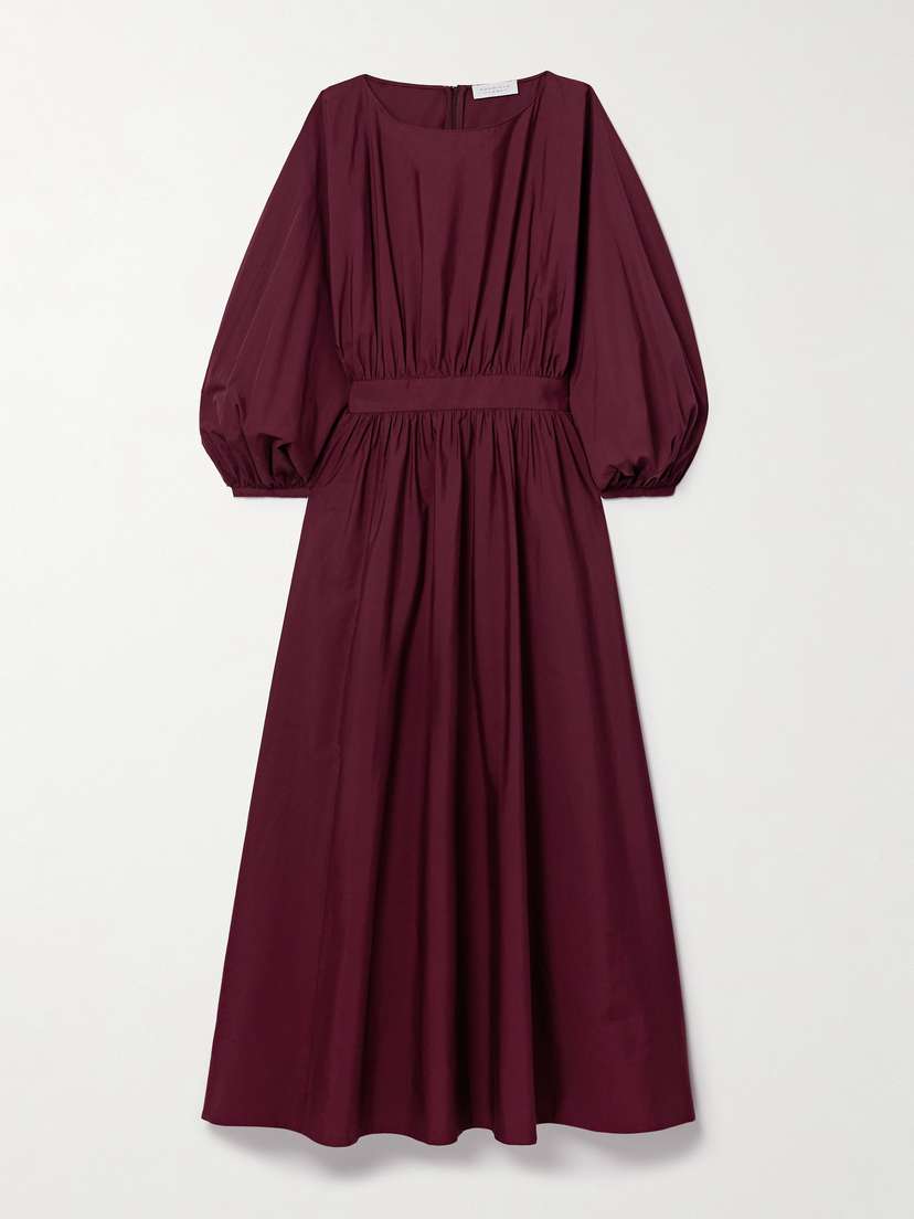 Gabriela Hearst Ahmose Gathered Cotton-poplin Midi Dress
