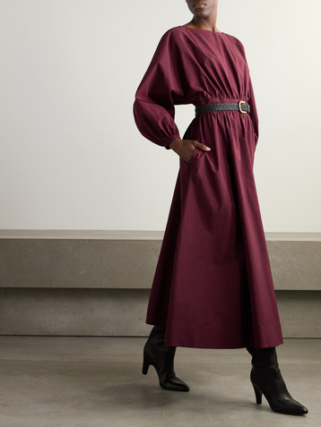 Gabriela Hearst Ahmose gathered cotton-poplin midi dress