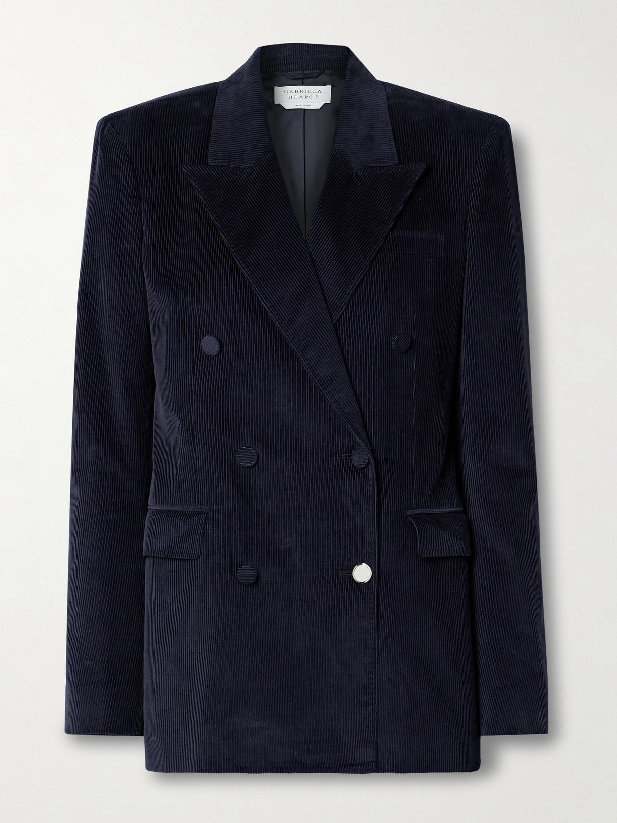 Gabriela Hearst Gavin Double-breasted Cotton-corduroy Blazer In Blue
