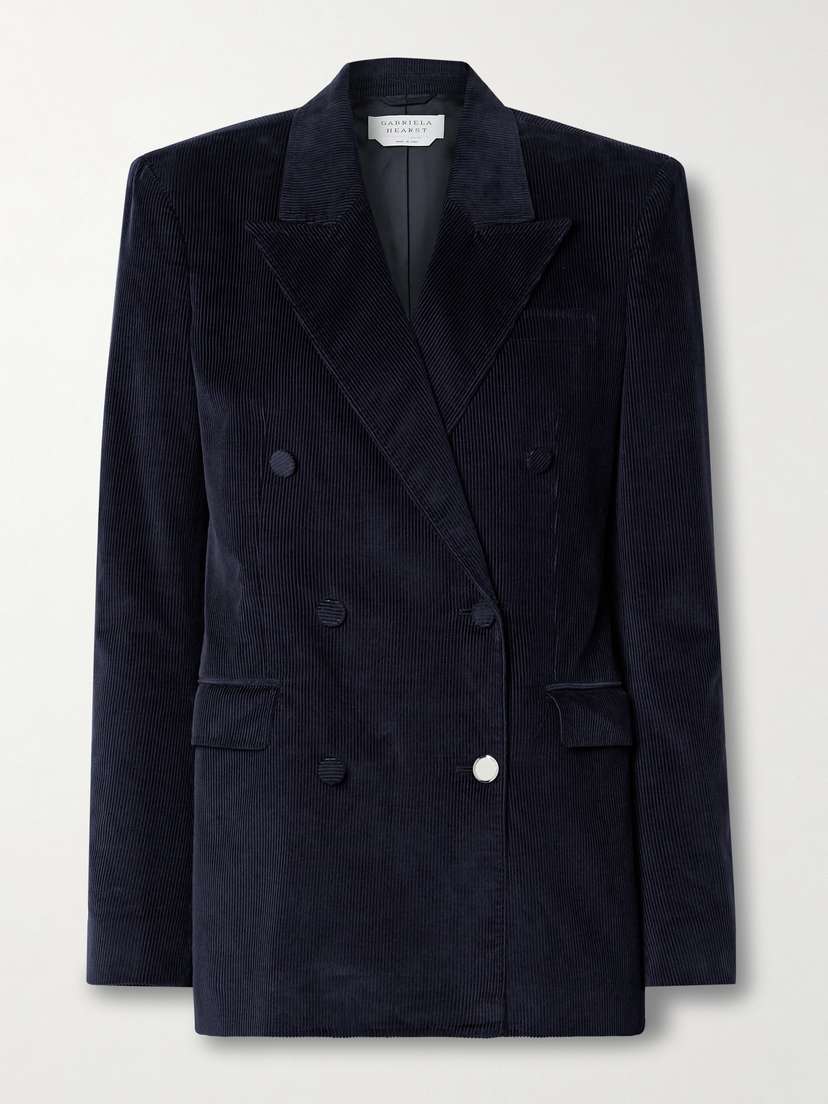 Gabriela Hearst Gavin Double-breasted Cotton-corduroy Blazer