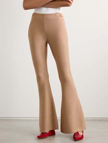 Gabriela Hearst Ayala embellished knitted wool and cashmere-blend flared pants