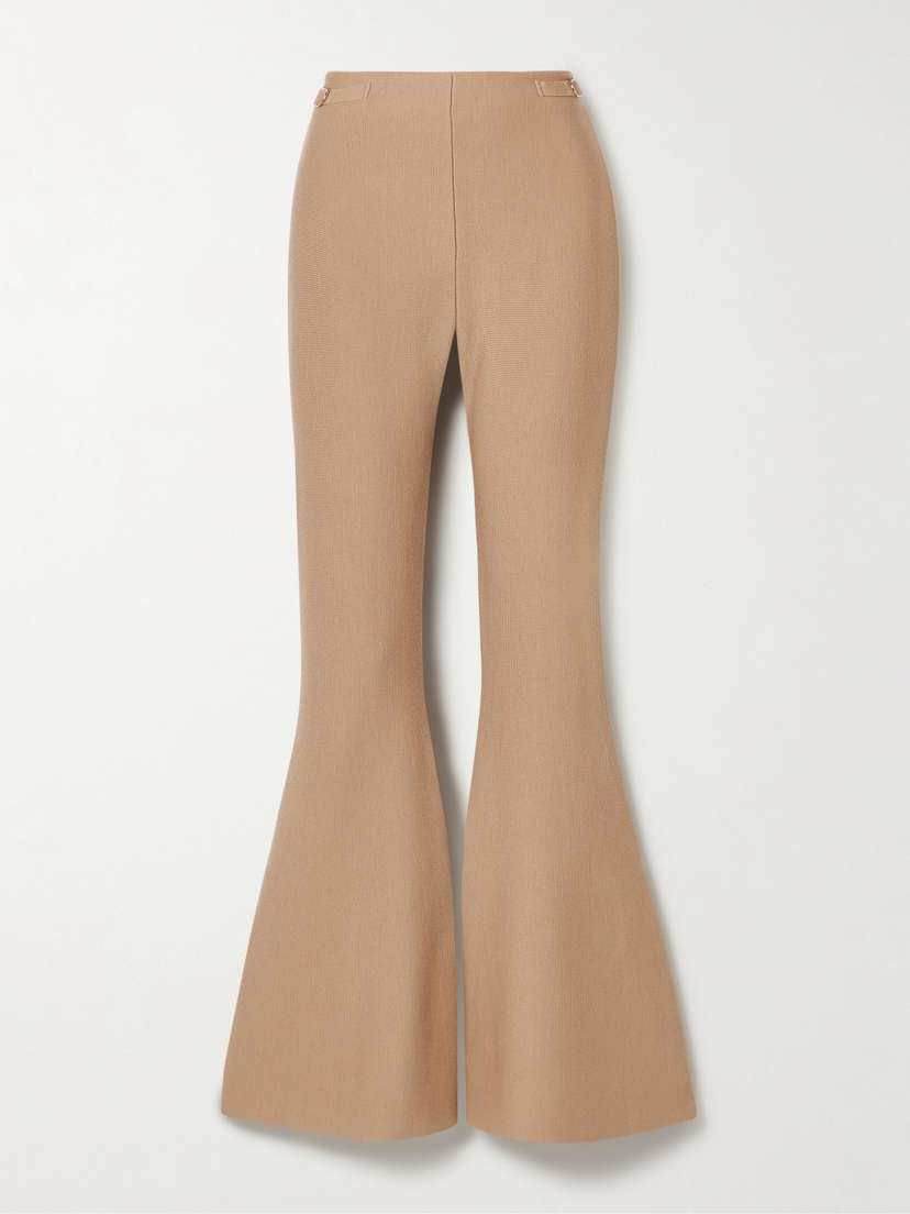 Gabriela Hearst Ayala Embellished Knitted Wool And Cashmere-blend Flared Pants