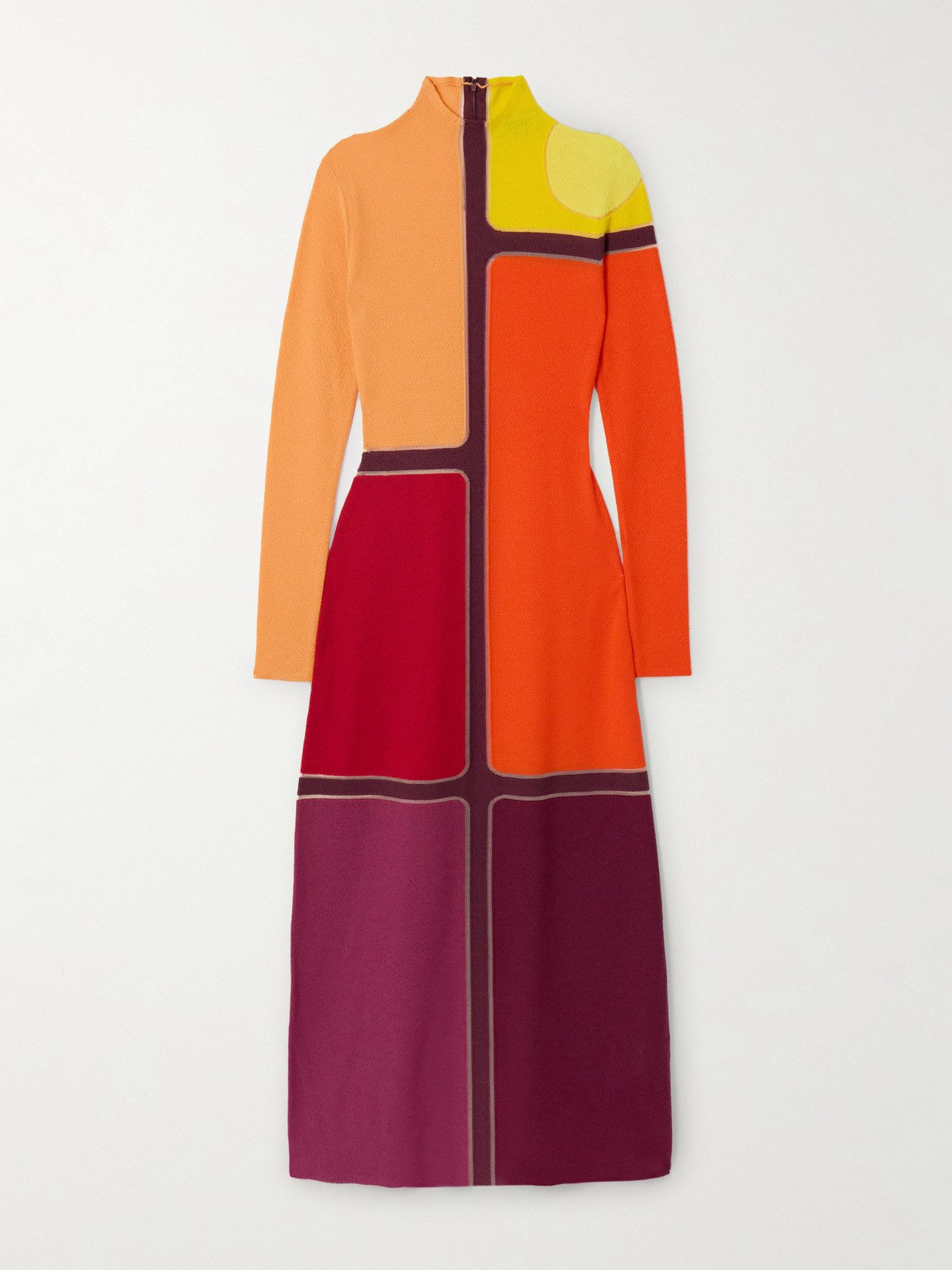 Gabriela Hearst - Apollonis Color-block Wool And Cashmere-blend Turtleneck Midi Dress - Orange