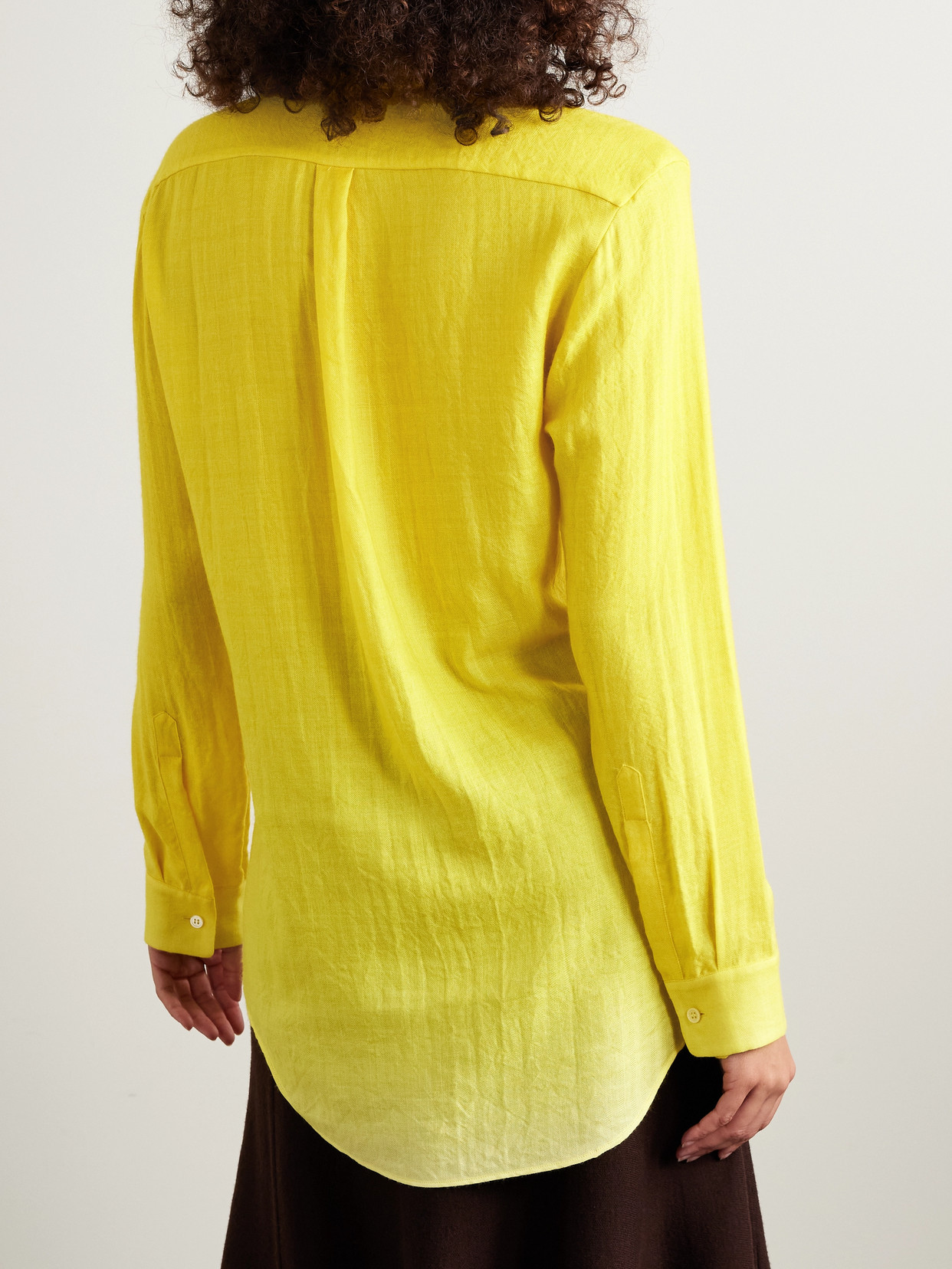 Gabriela Hearst Reyes Herringbone Cashmere And Silk-blend Shirt In Yellow