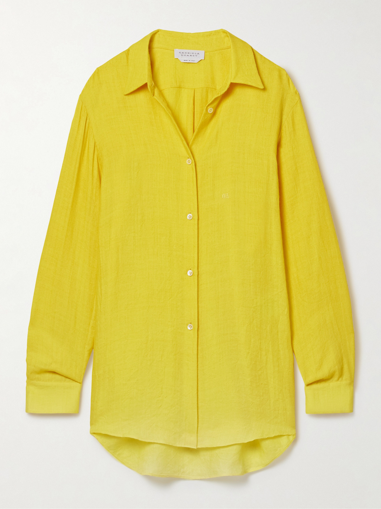 Gabriela Hearst Reyes Shirt In Cadmium Yellow Cashmere Silk Herringbone In Yellow