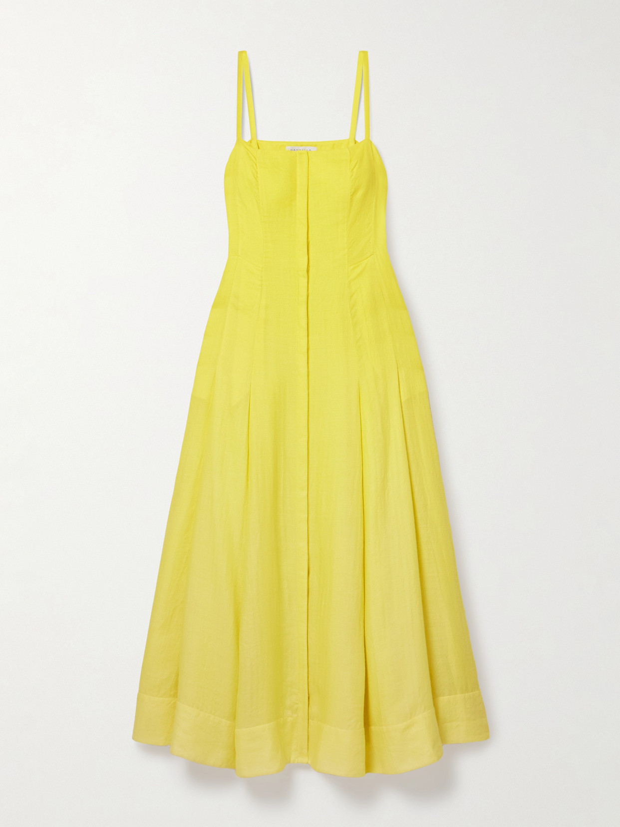 Gabriela Hearst Magritte Herringbone Cashmere And Silk-blend Maxi Dress In Yellow
