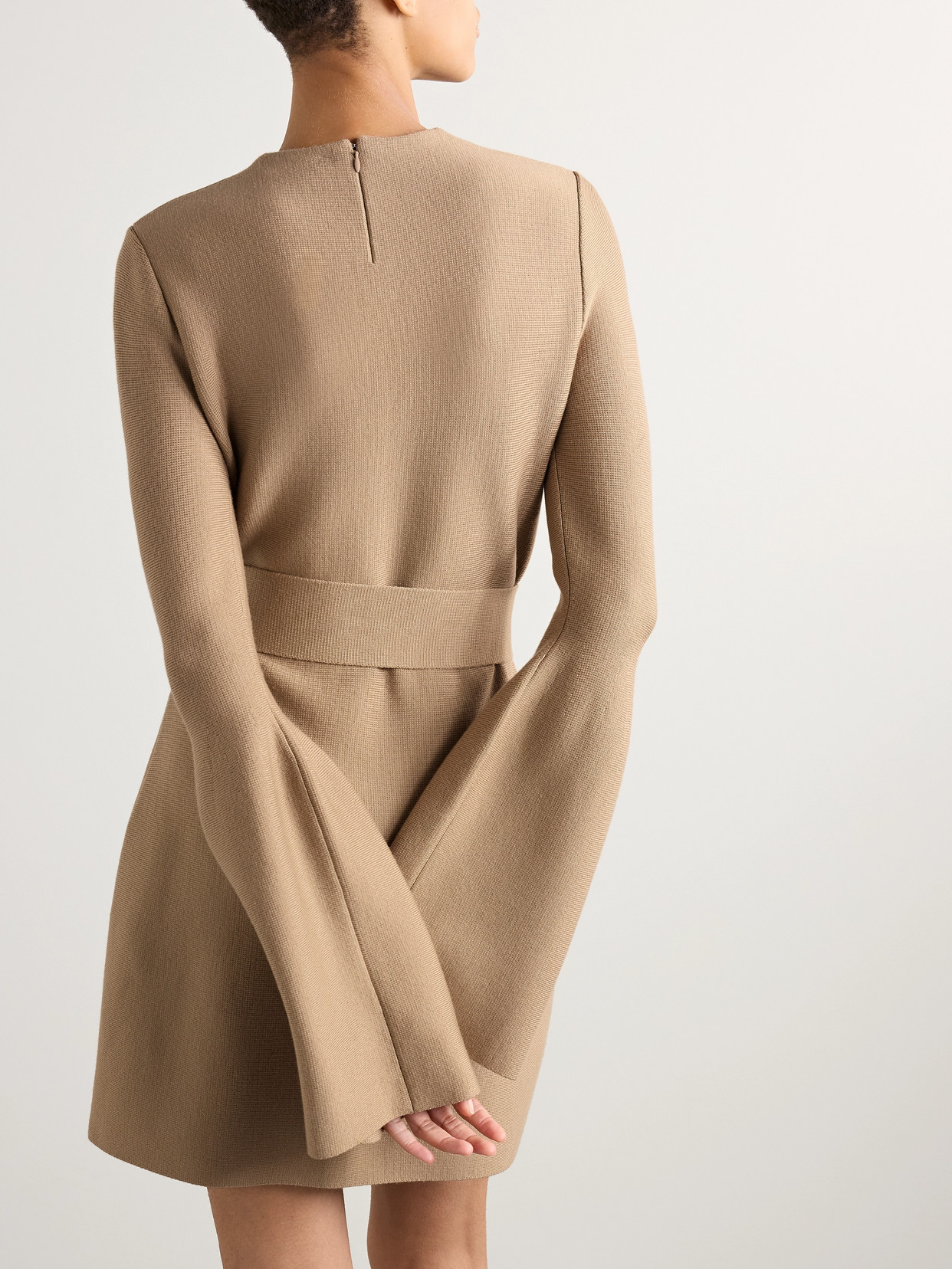 Gabriela Hearst Tenas Belted Wool And Cashmere-blend Mini Dress In Brown