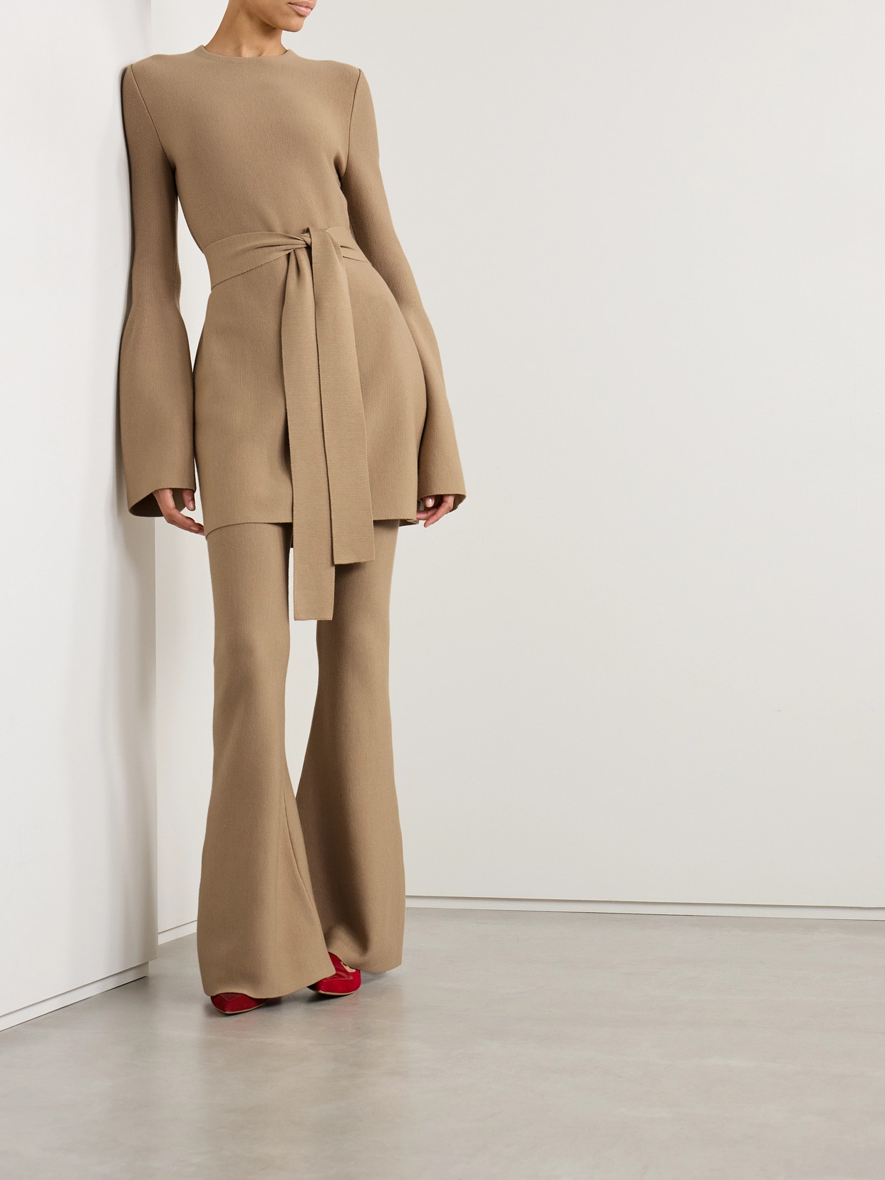 Gabriela Hearst Tenas Belted Wool And Cashmere-blend Mini Dress In Brown