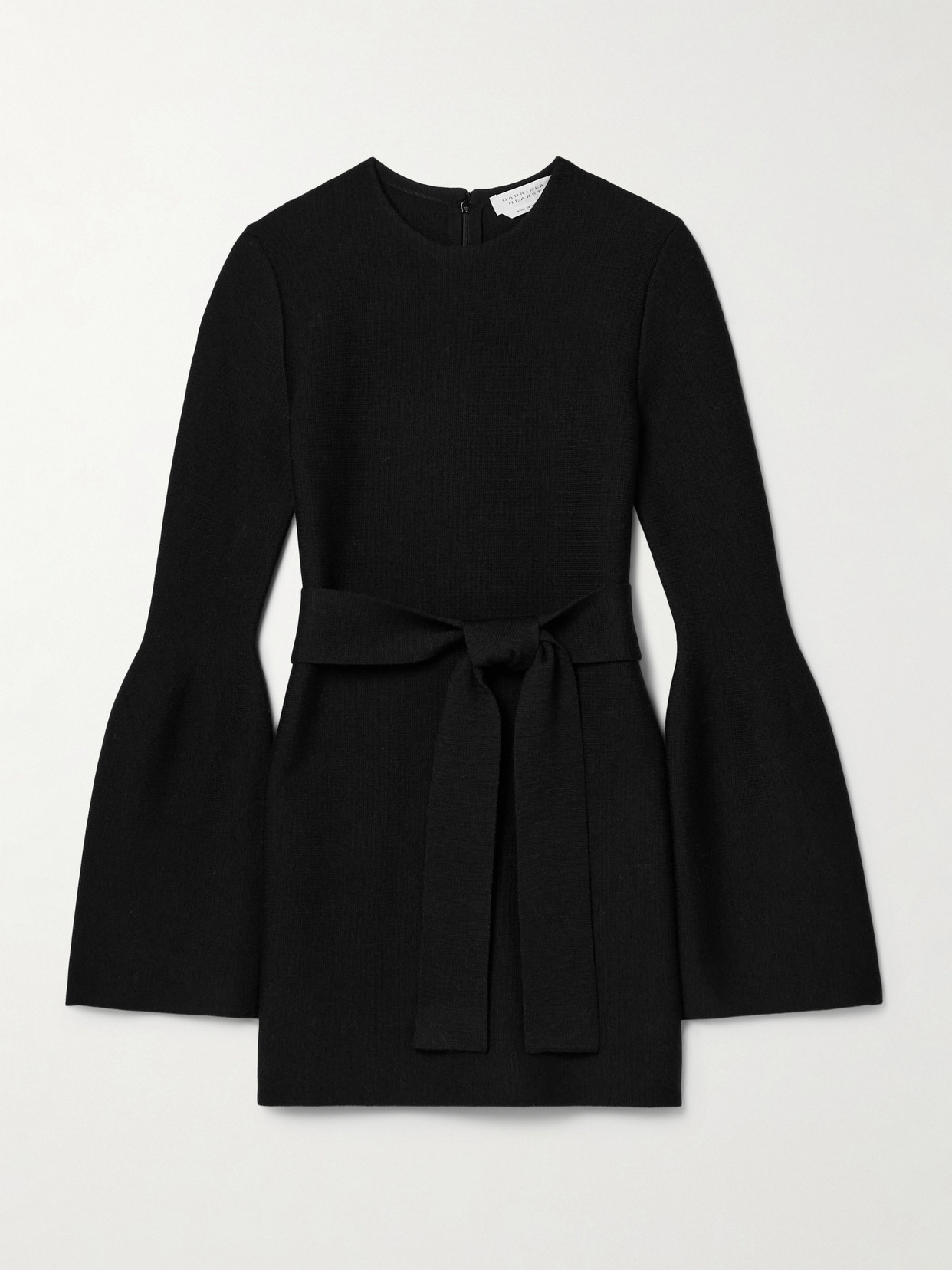 Gabriela Hearst Tenas Belted Wool And Cashmere-blend Mini Dress In Black