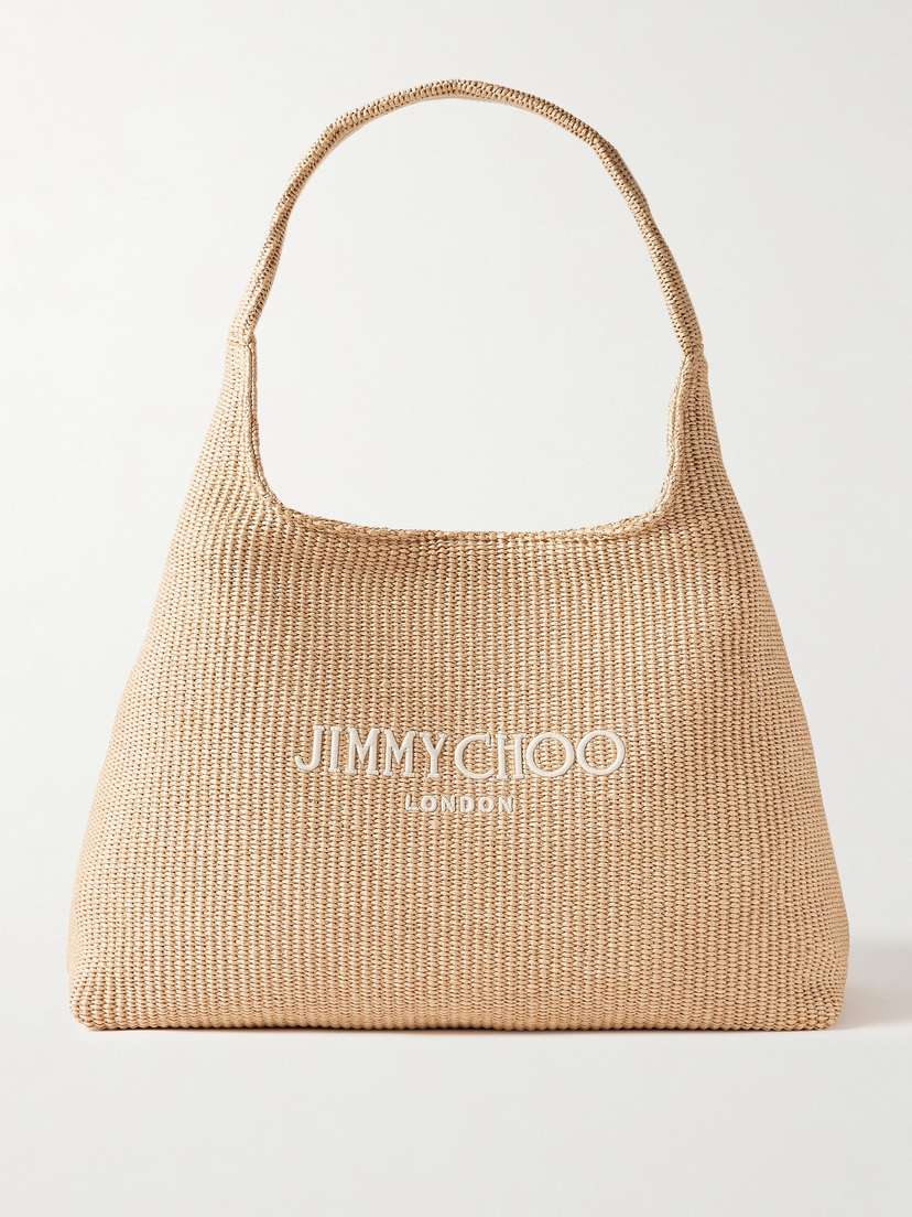 Jimmy Choo Embroidered Raffia Tote