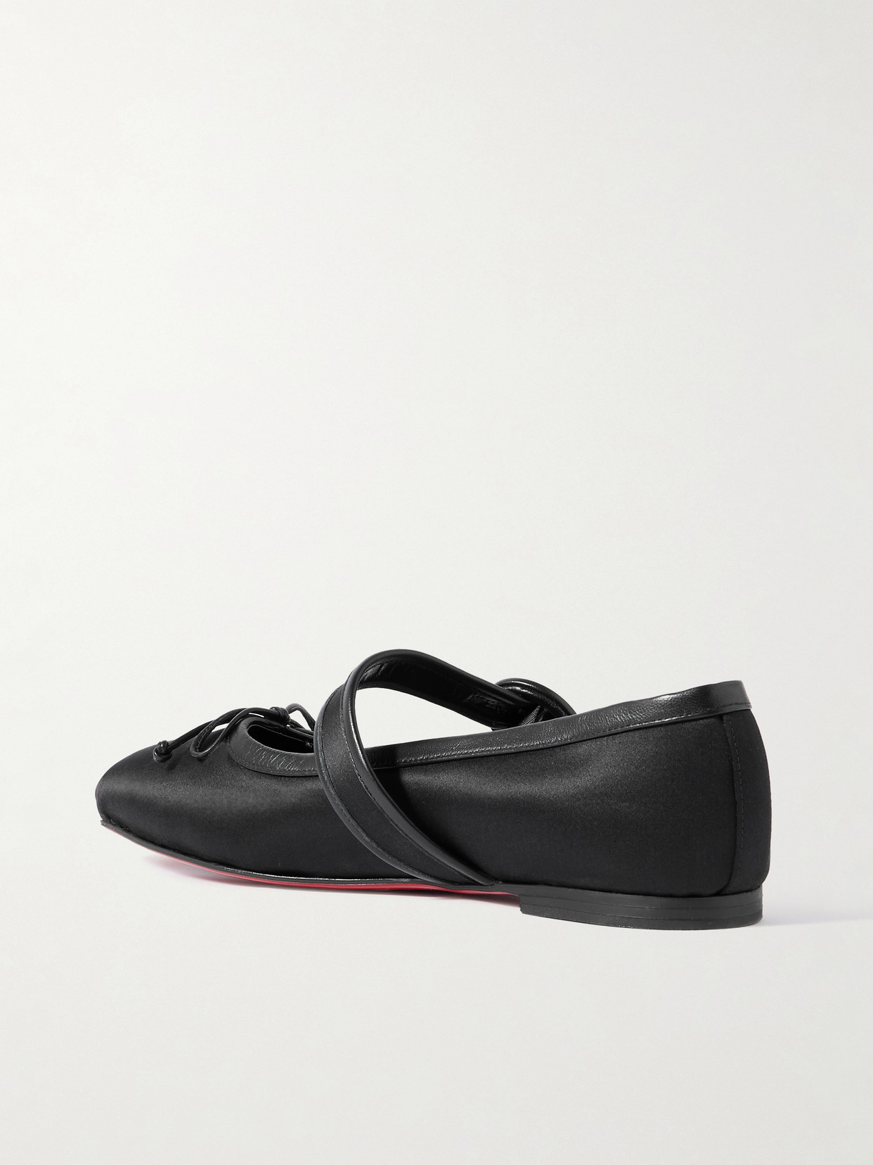 Christian Louboutin Mamastrapitina Leather-trimmed Satin-crepe Ballet Flats In Black