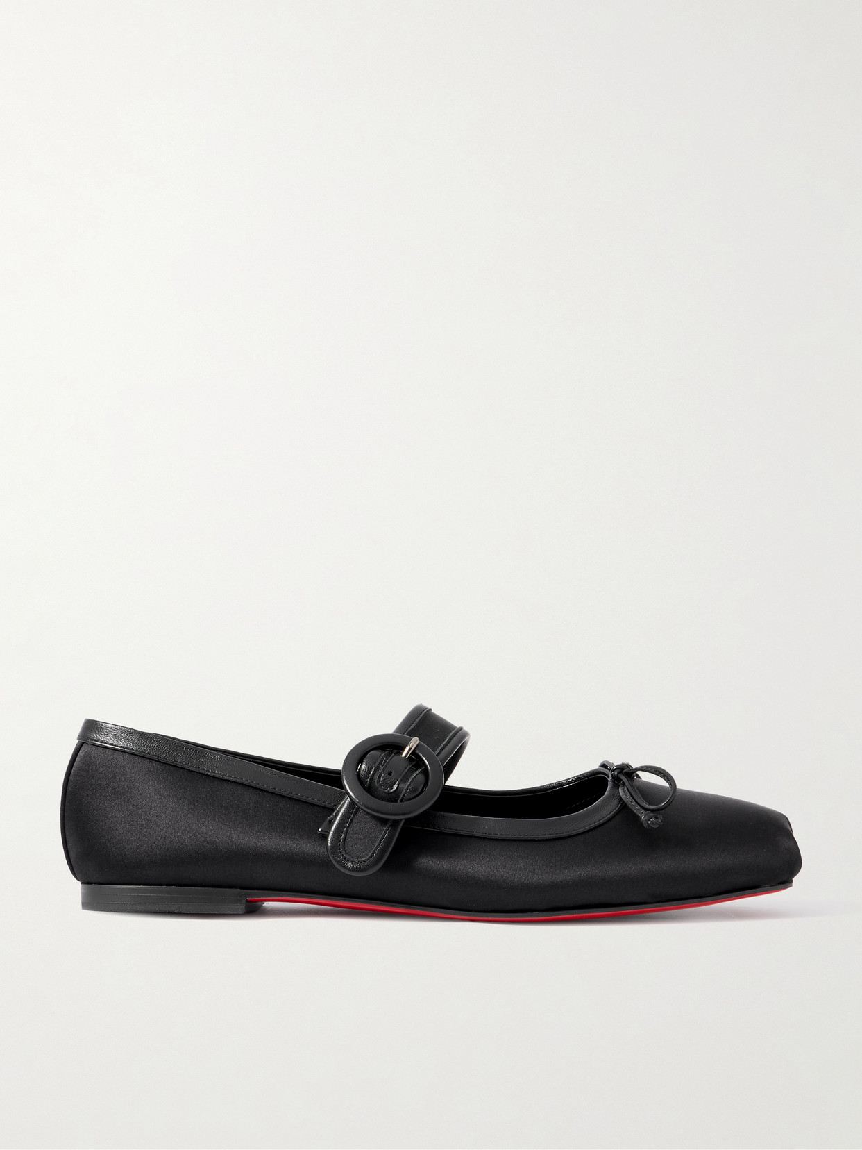 Christian Louboutin Mamastrapitina Leather-trimmed Satin-crepe Ballet Flats In Black