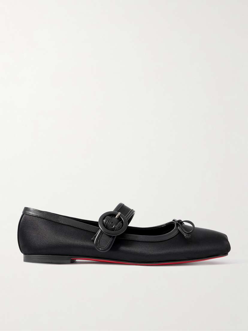 Christian Louboutin Mamastrapitina Leather-trimmed Satin-crepe Ballet Flats