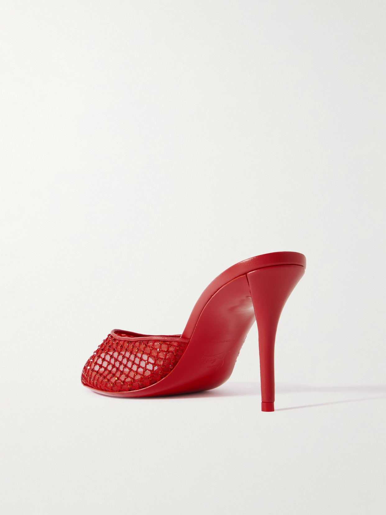 Christian Louboutin Apostropha 80 Crystal-embellished Leather-trimmed Mesh Mules In Red