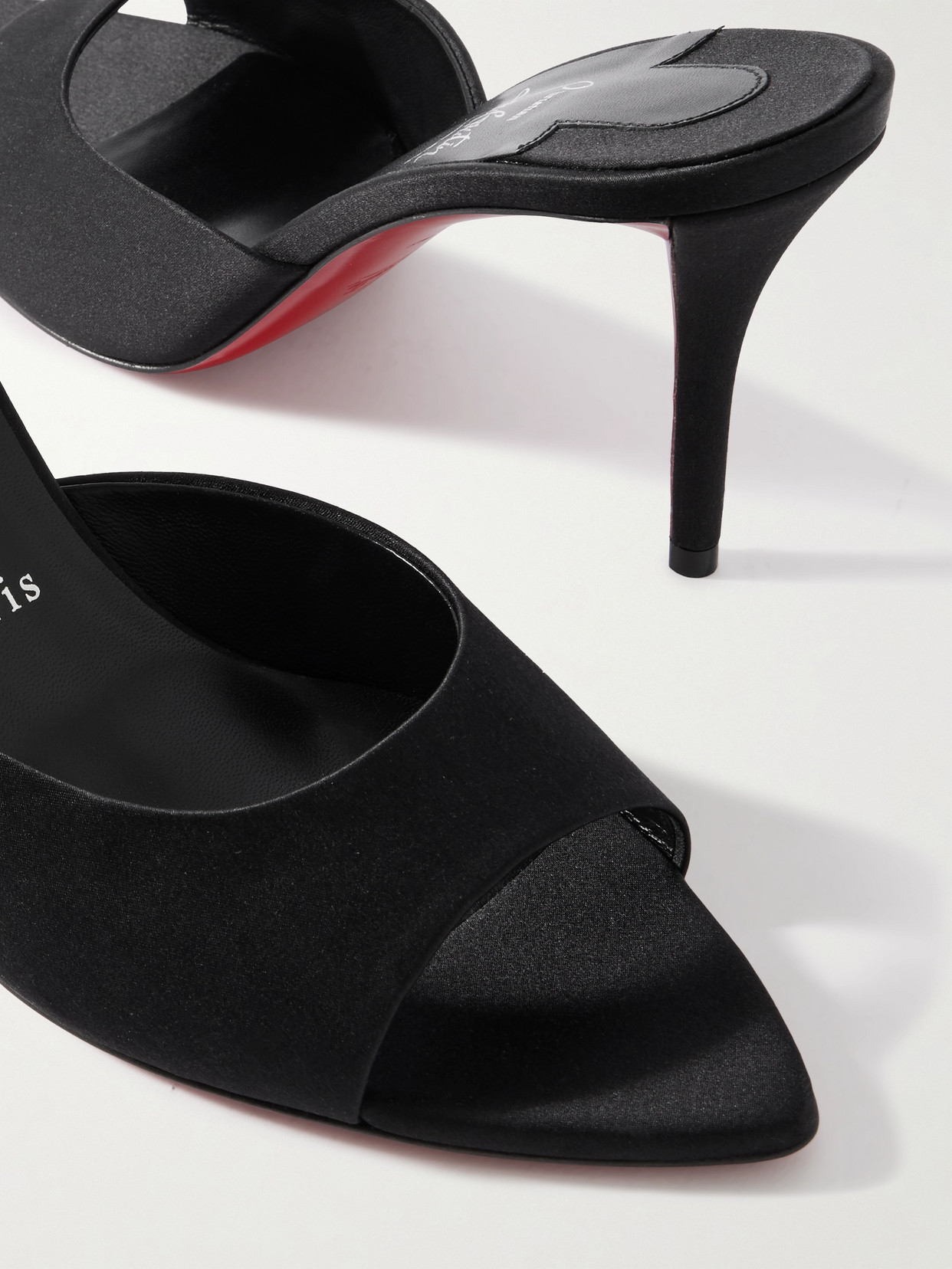 Christian Louboutin Apostropha 80 Satin Mules In Black