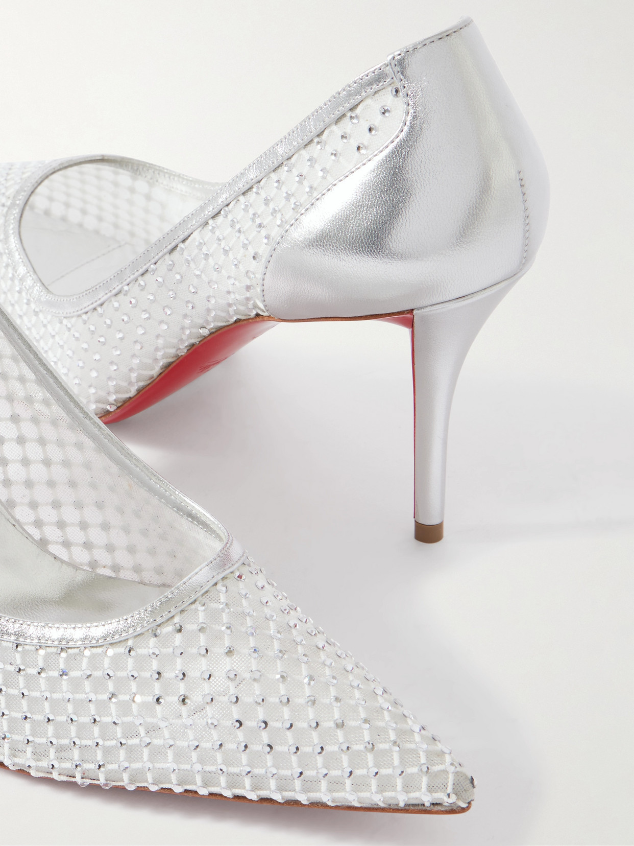 Christian Louboutin Apostropha 80 Crystal-embellished Mesh Pumps In White