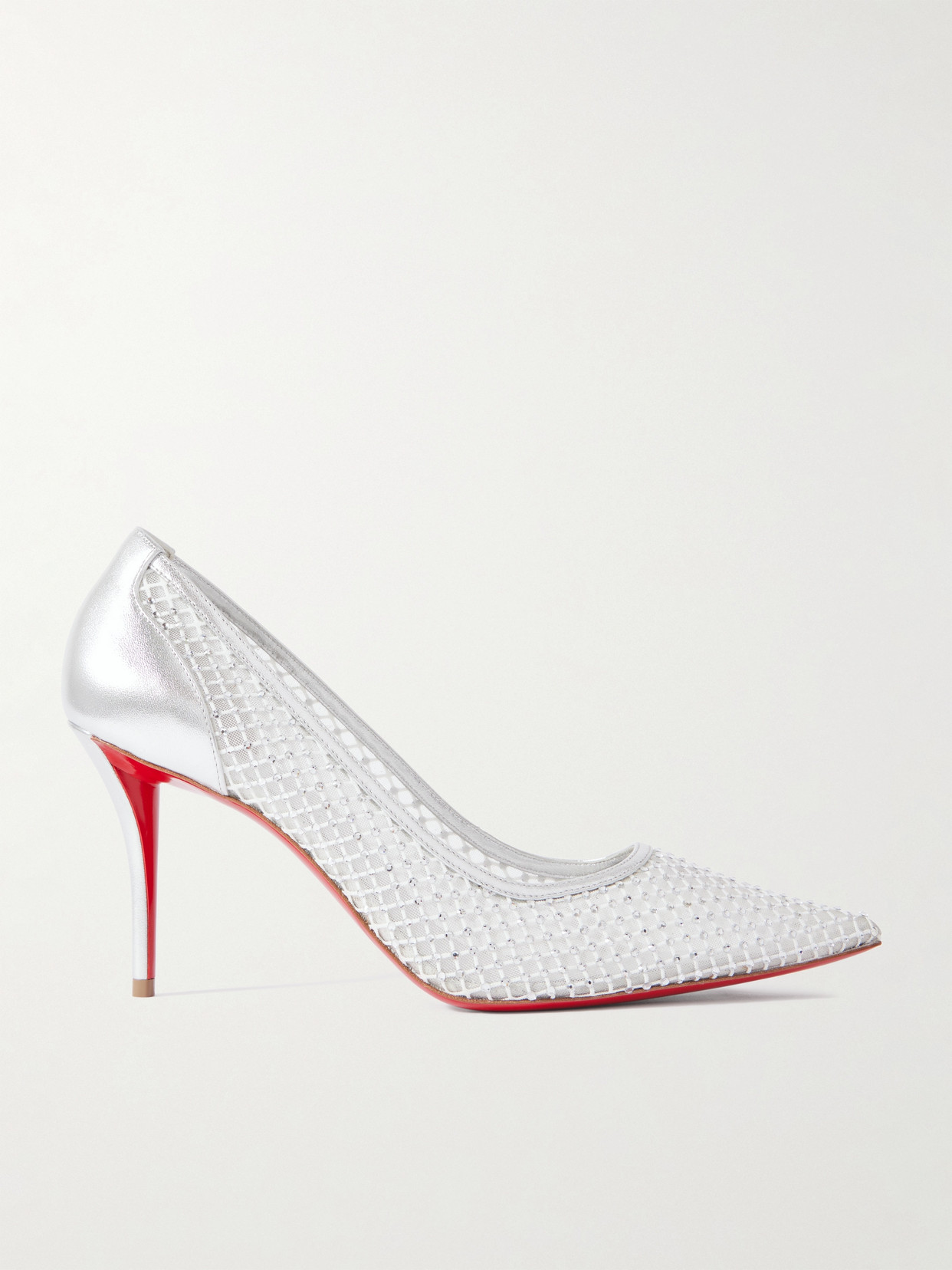 Christian Louboutin - Apostropha 80 Crystal-embellished Mesh Pumps - Silver
