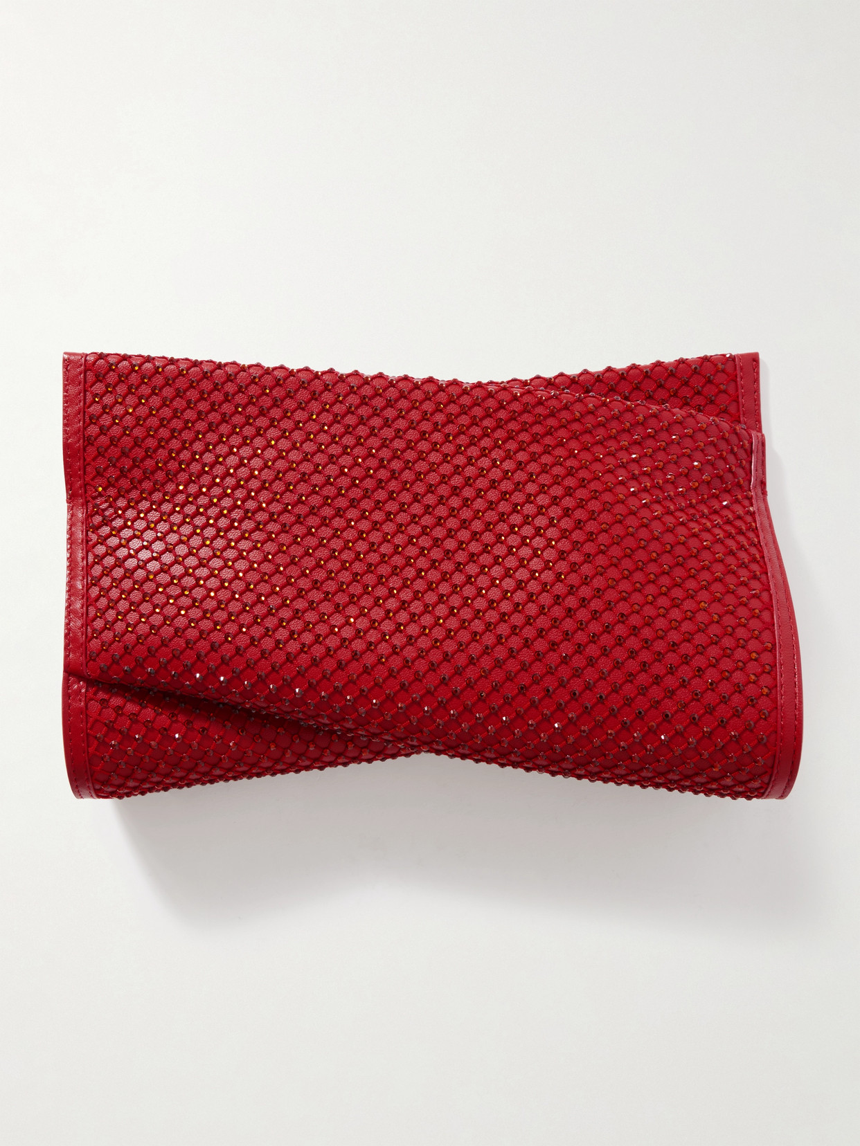 Christian Louboutin Loubitwist Crystal-embellished Leather Clutch In Red