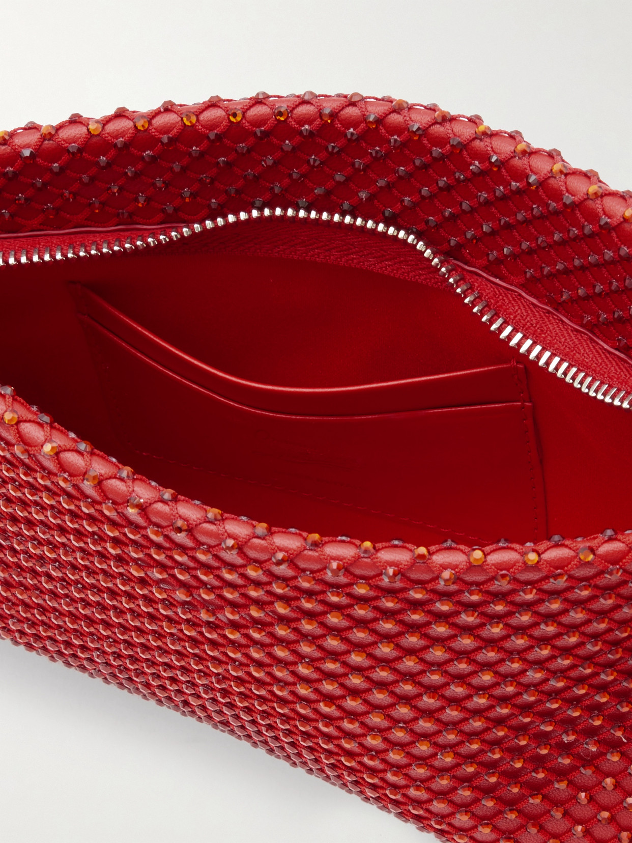Christian Louboutin Loubitwist Crystal-embellished Leather Clutch In Red